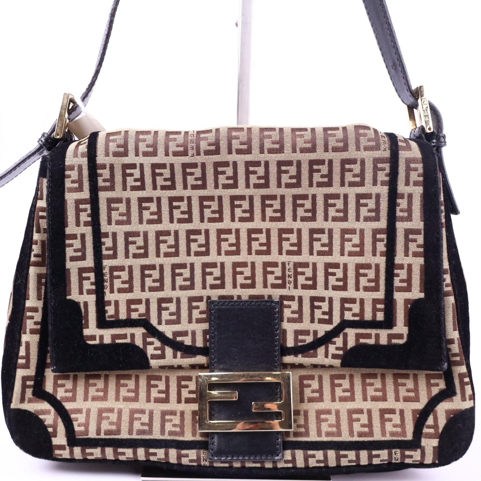 Fendi Velvet Zucchino Canvas Mamma Baguette Top Handle Bag J2151 | Pre-Owned Like New Canvas