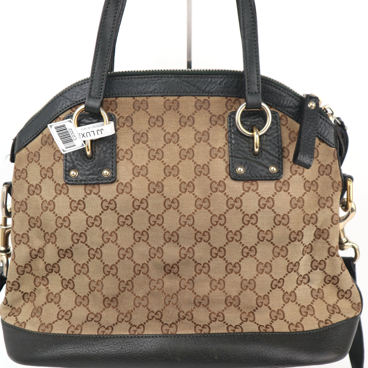 C2322 Gucci Shoulder Bag Medium GG Canvas Charm Dome satchel | Pre-Owned Very Good Brown GG Monogram Canvas