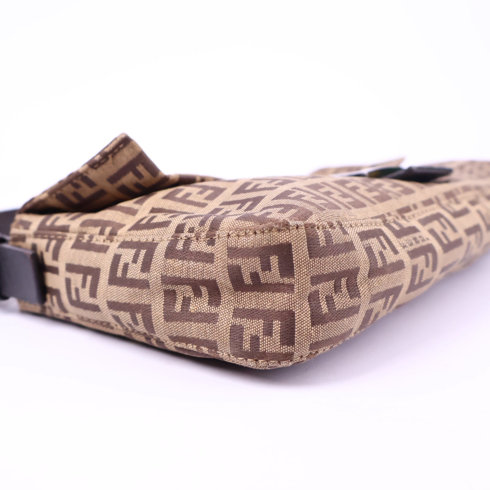 Fendi Zucchino Baguette Toro Mogano Panna Top Handle Bag J2149 | Pre-Owned Like New