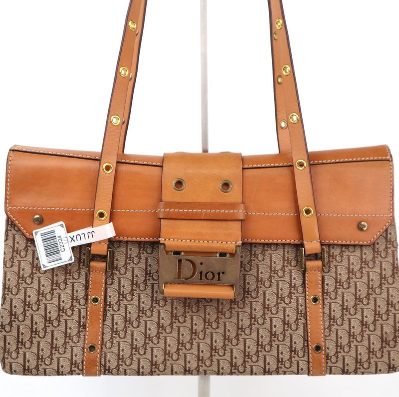 C2324 Christian Dior Shoulder Bag Diorissimo Street Chic Vintage | Pre-Owned Very Good Diorissimo Canvas / Leather