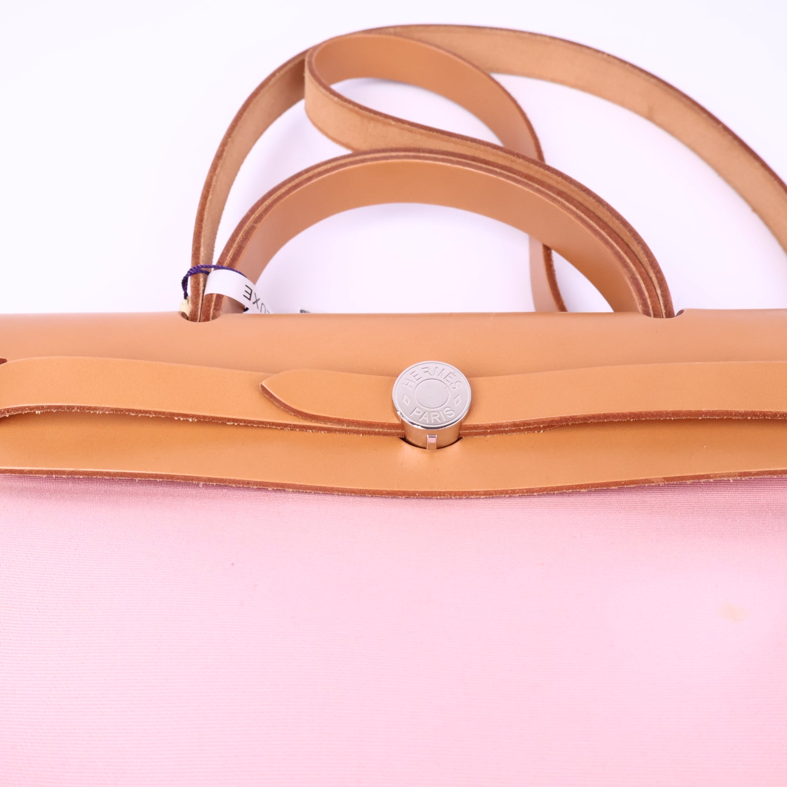 Hermes Herbag Zip Leather and Toile 31 Pink Shoulder Bag J3244 | Pre-Owned Like New Pink Leather