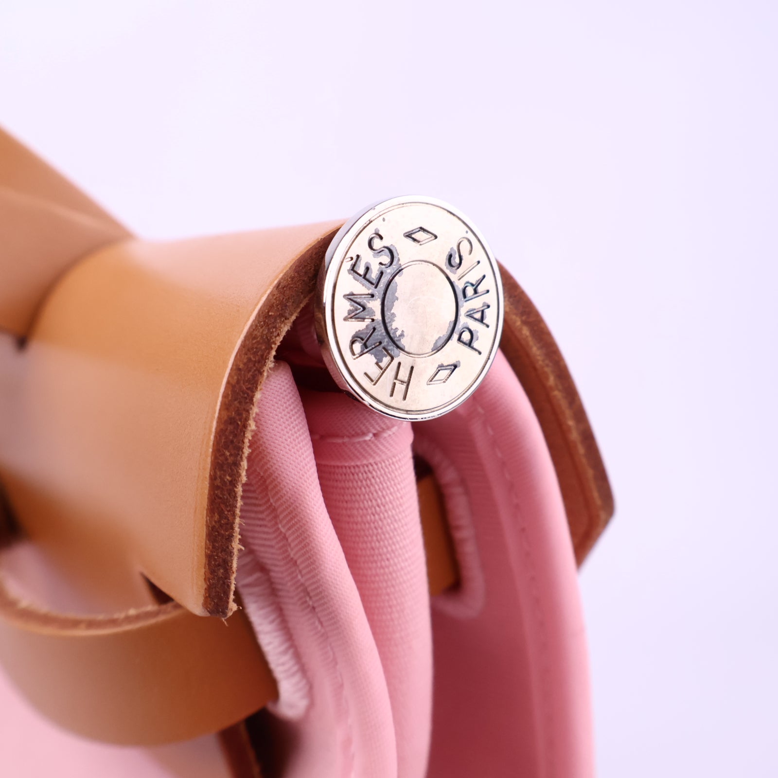 Hermes Herbag Zip Leather and Toile 31 Pink Shoulder Bag J3244 | Pre-Owned Like New Pink Leather