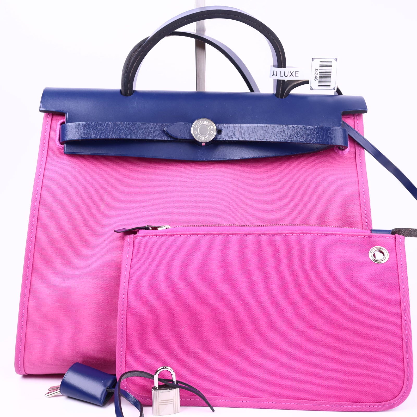 Hermes Herbag Zip Leather and Toile 31 Shoulder Bag J3246 | Pre-Owned Like New Leather