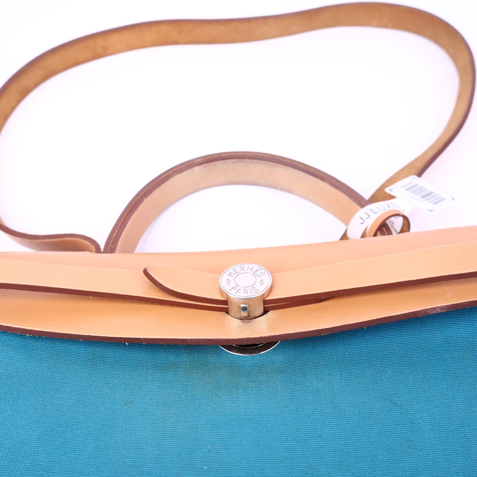 Hermes Herbag Zip Leather and Toile 31 Blue Shoulder Bag J3248 | Pre-Owned Like New Blue Leather