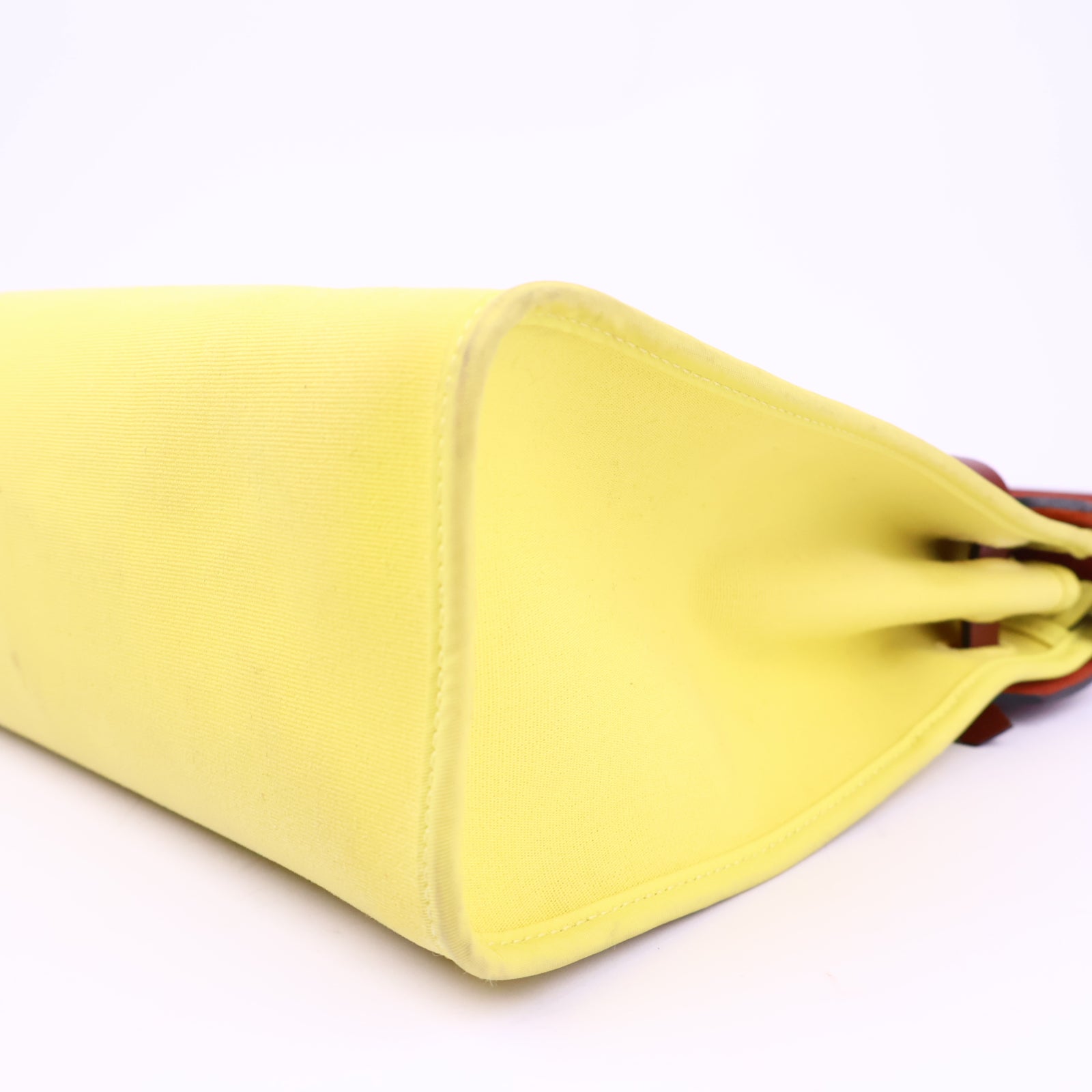 Hermes Herbag Zip Leather and Toile 31 Yellow Shoulder Bag J3331 | Pre-Owned Like New Leather