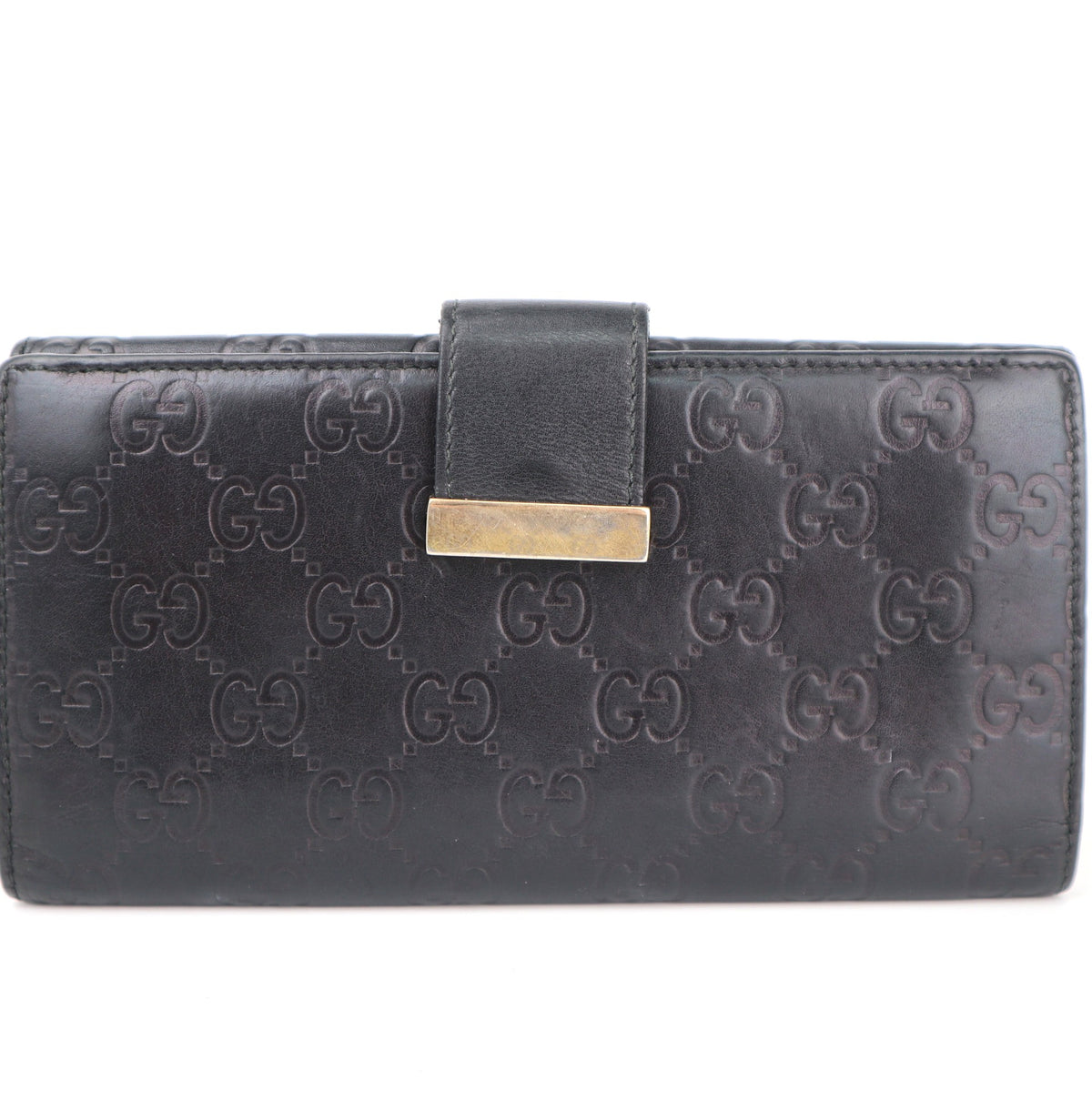 C2331 Gucci Wallet Black Guccissima Leather Long Wallet | Pre-Owned Good Black GG Monogram Leather