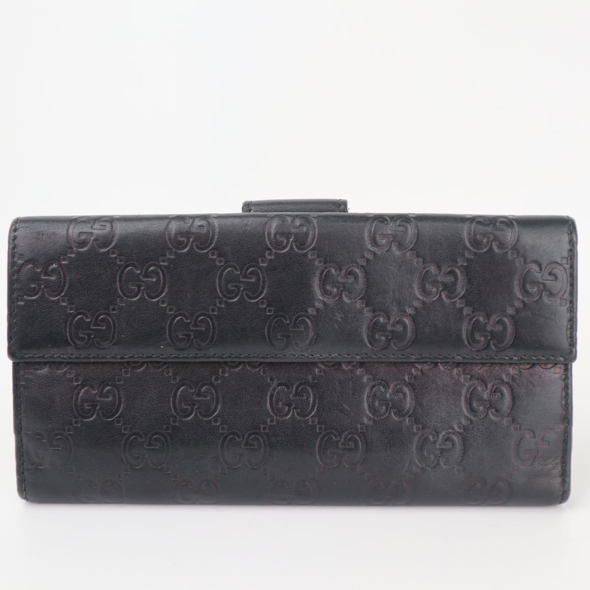 C2331 Gucci Wallet Black Guccissima Leather Long Wallet | Pre-Owned Good Black GG Monogram Leather