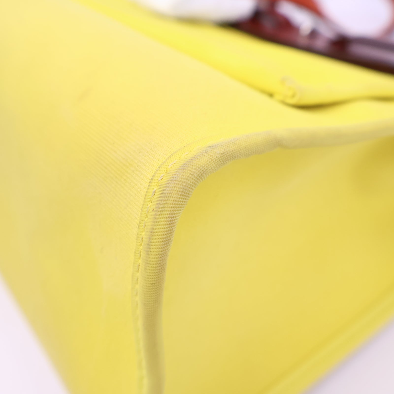 Hermes Herbag Zip Leather and Toile 31 Yellow Shoulder Bag J3331 | Pre-Owned Like New Leather