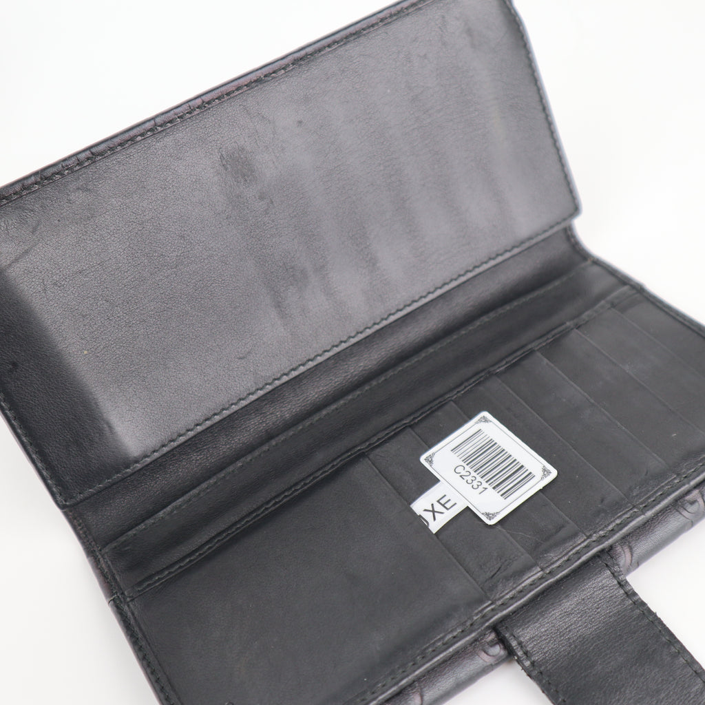 C2331 Gucci Wallet Black Guccissima Leather Long Wallet | Pre-Owned Good Black GG Monogram Leather