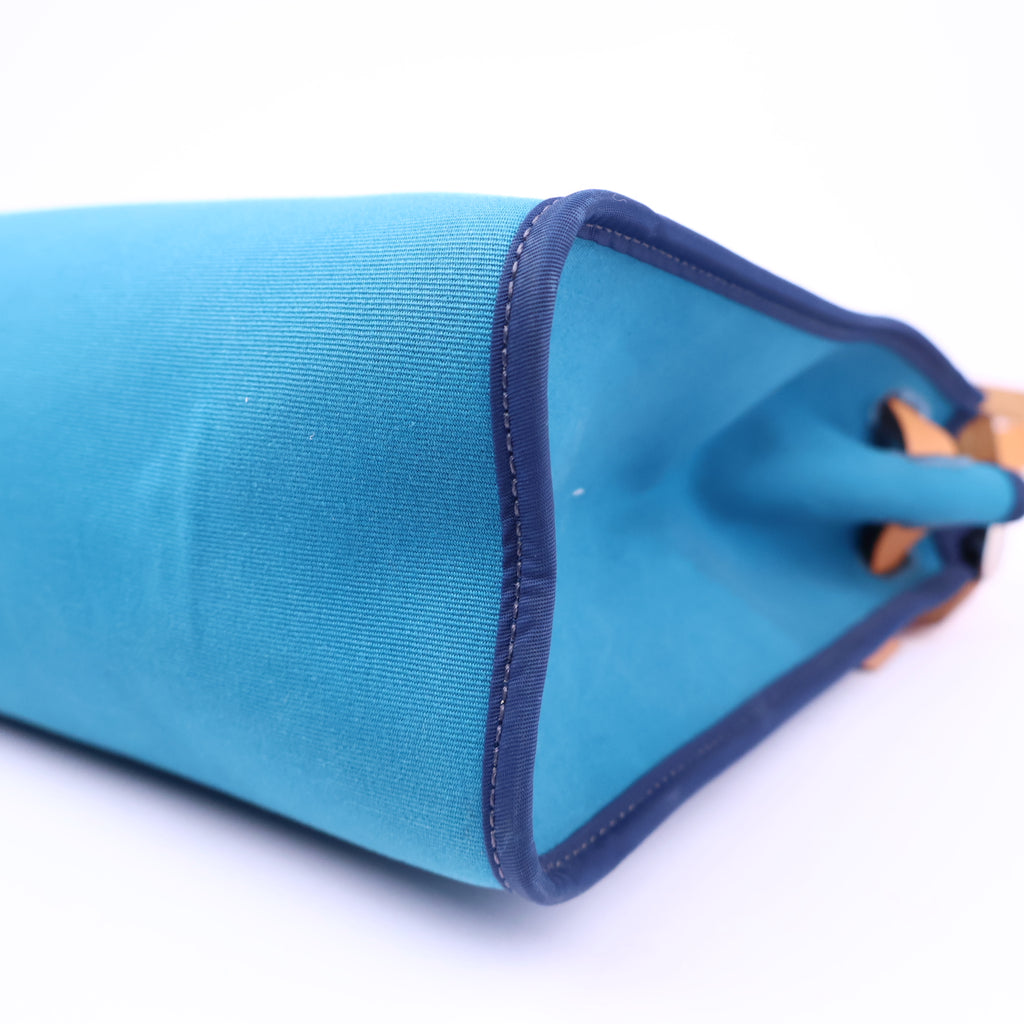 Hermes Herbag Zip Leather and Toile 31 Blue Shoulder Bag J3249 | Pre-Owned Like New Blue Leather