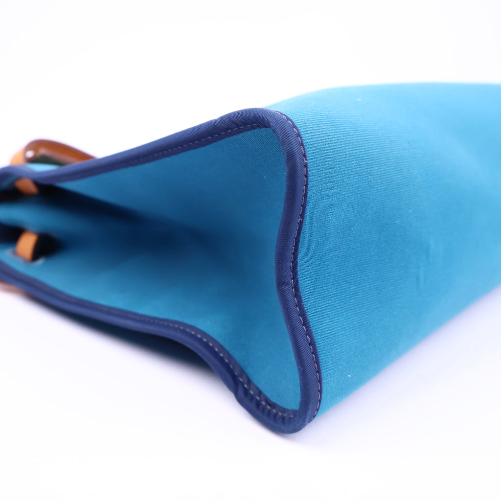 Hermes Herbag Zip Leather and Toile 31 Blue Shoulder Bag J3249 | Pre-Owned Like New Blue Leather
