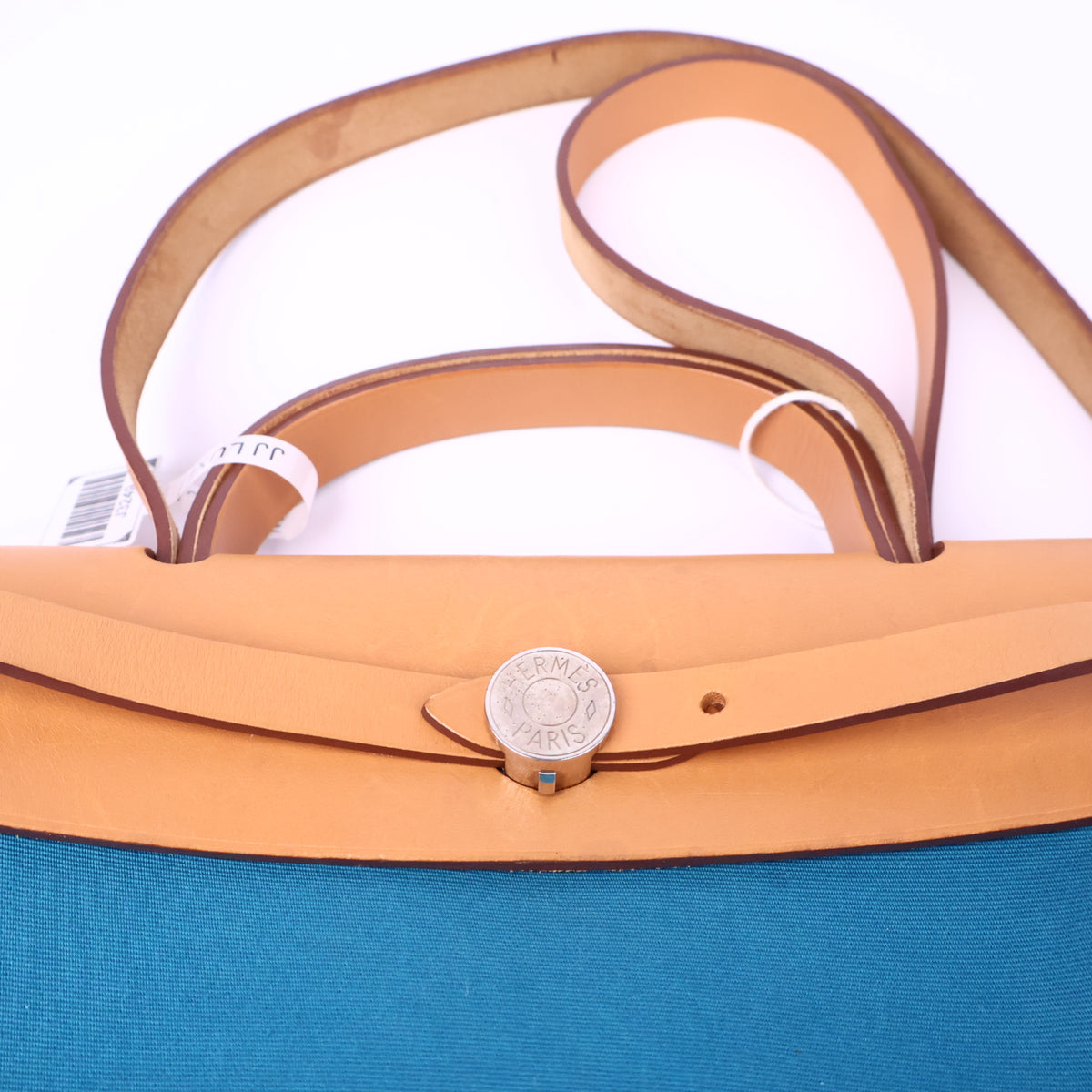 Hermes Herbag Zip Leather and Toile 31 Blue Shoulder Bag J3249 | Pre-Owned Like New Blue Leather