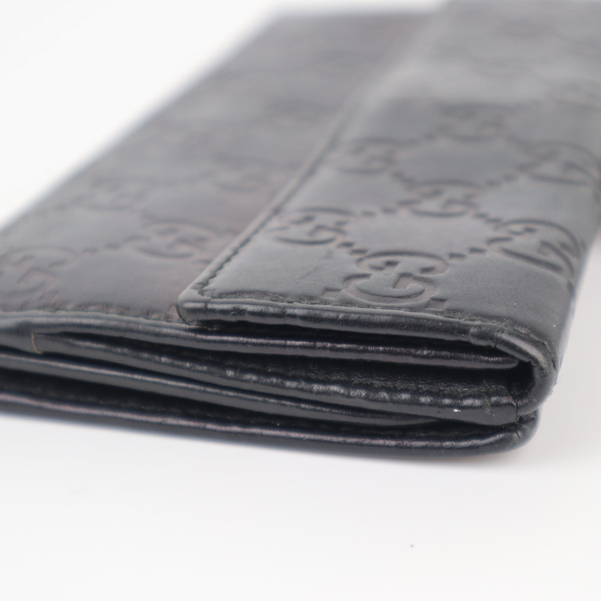 C2331 Gucci Wallet Black Guccissima Leather Long Wallet | Pre-Owned Good Black GG Monogram Leather
