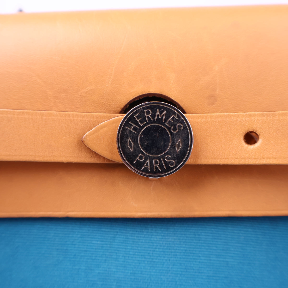 Hermes Herbag Zip Leather and Toile 31 Blue Shoulder Bag J3249 | Pre-Owned Like New Blue Leather