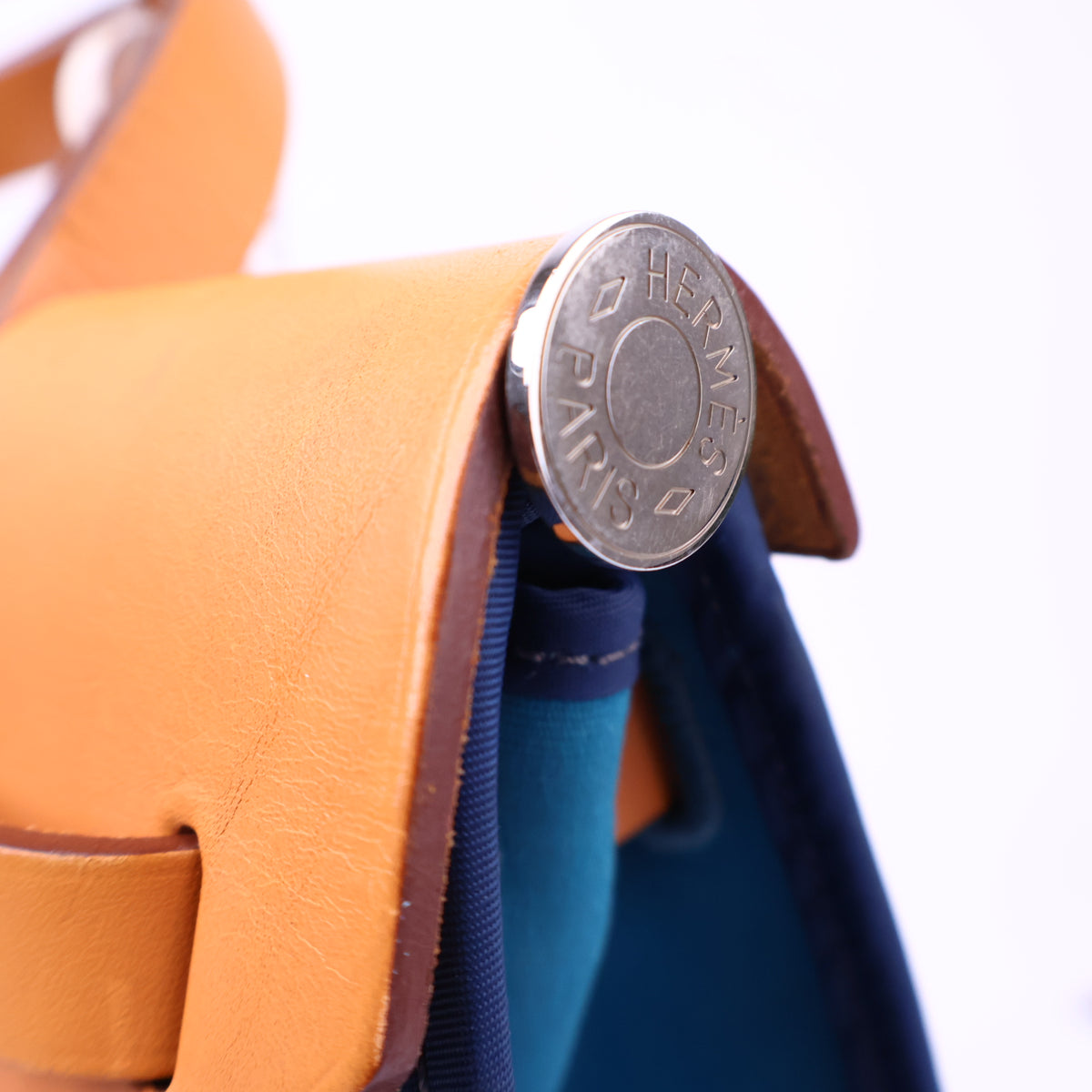 Hermes Herbag Zip Leather and Toile 31 Blue Shoulder Bag J3249 | Pre-Owned Like New Blue Leather