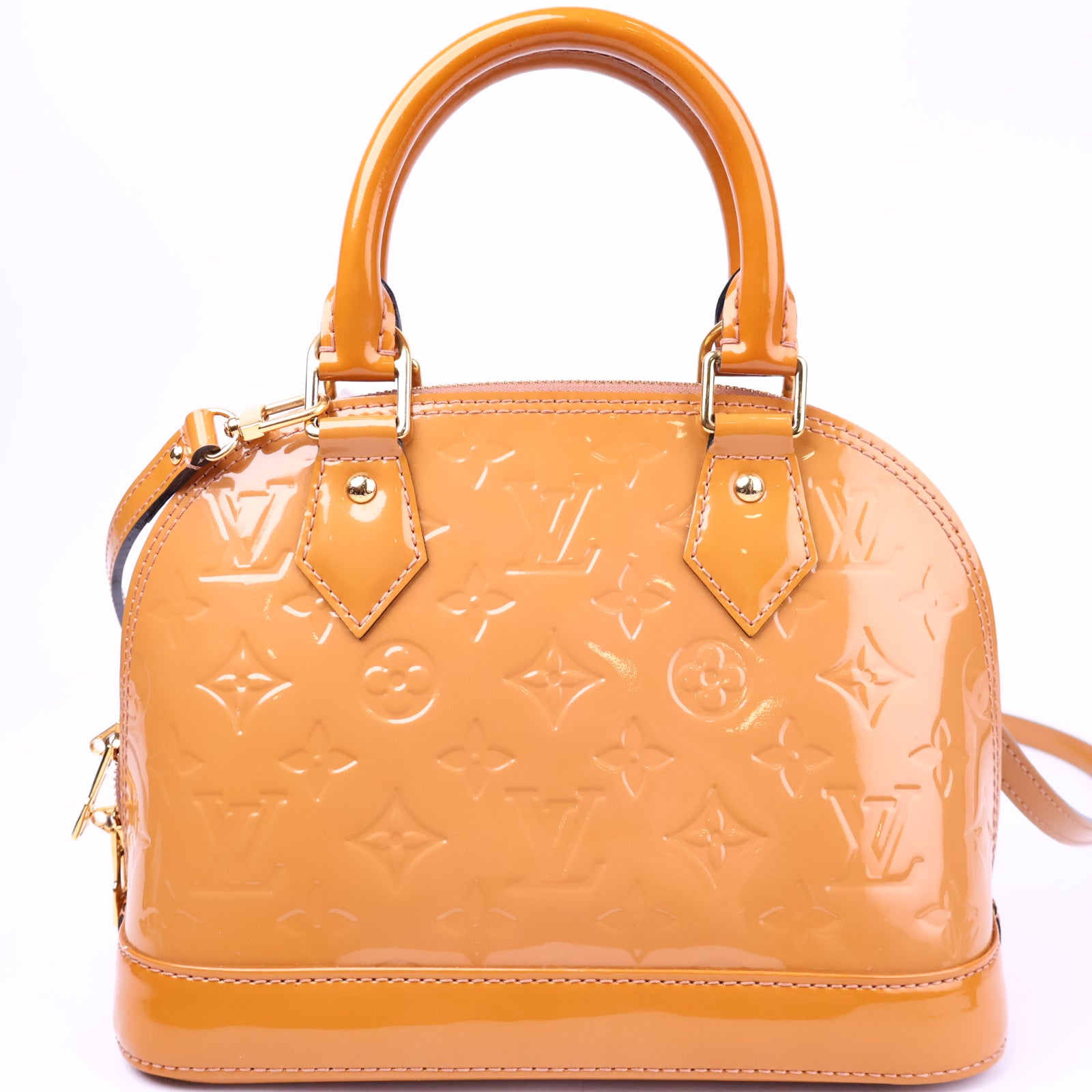 Louis Vuitton Vernis Leather Alma BB, Brown Top Handle Bag J3238 | Pre-Owned Like New Brown Vernis Vernis leather