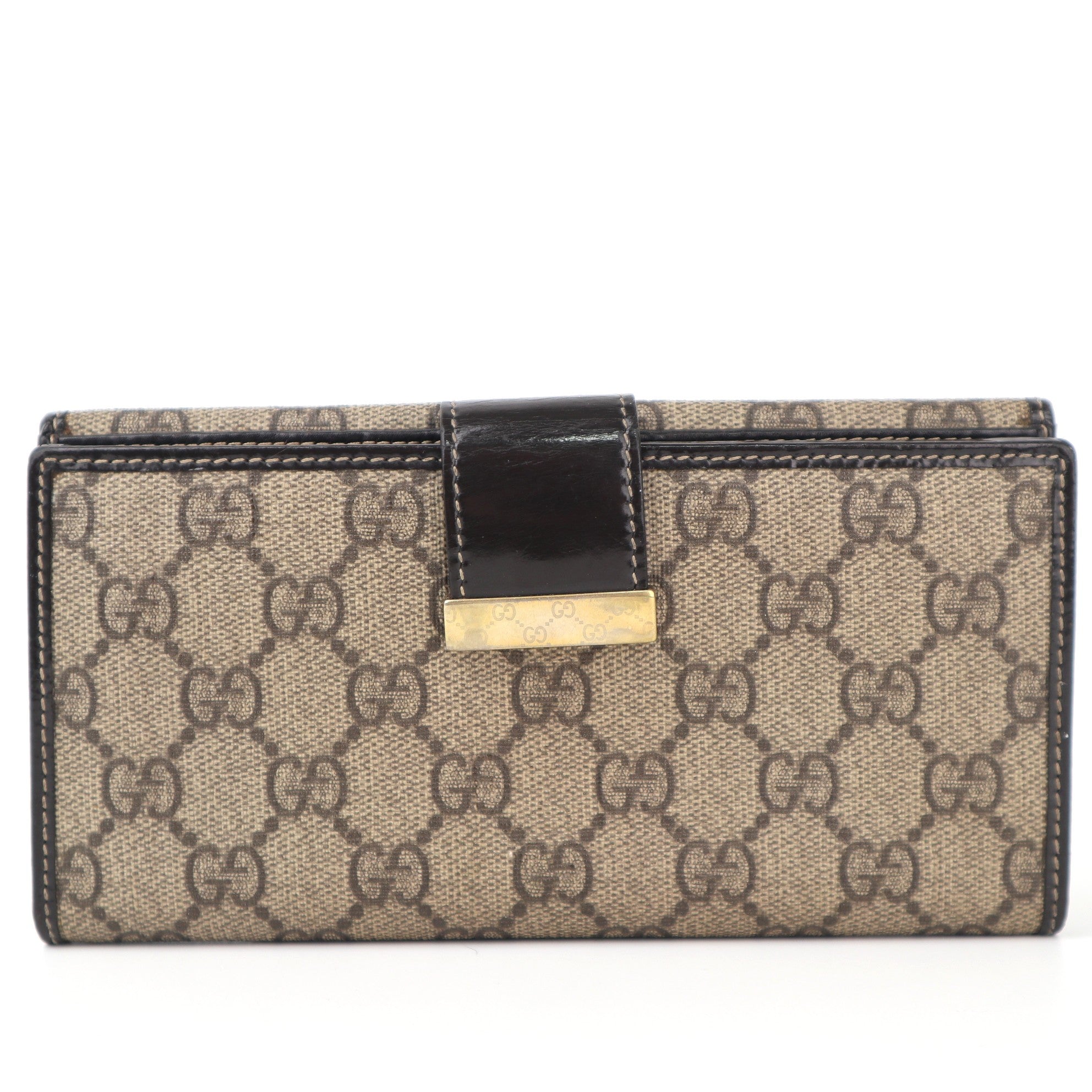 C2337 Gucci Wallet Beige/Ebony GG Coated Canvas Continental Long Wallet | Pre-Owned Very Good Beige / Brown GG Monogram Canvas