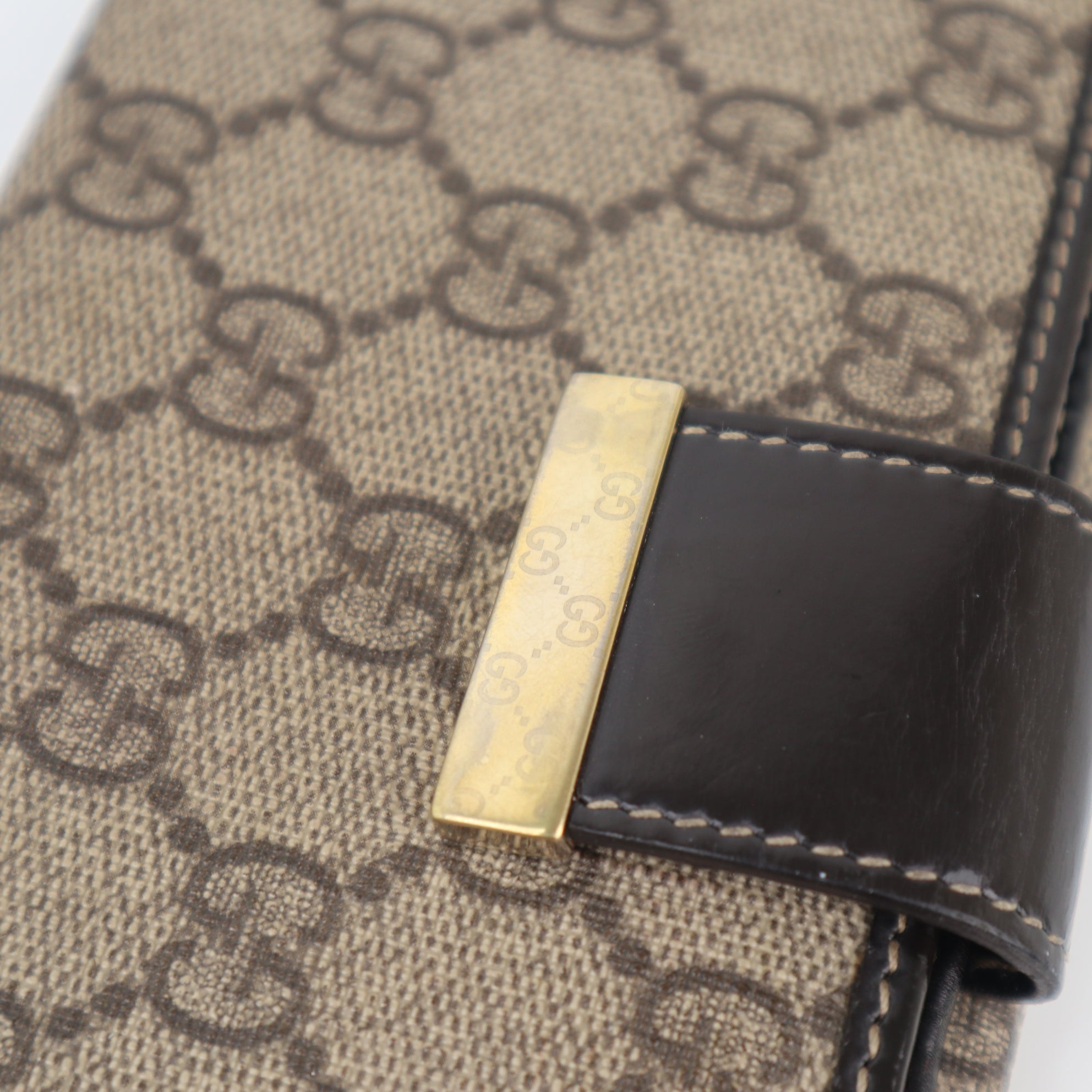 C2337 Gucci Wallet Beige/Ebony GG Coated Canvas Continental Long Wallet | Pre-Owned Very Good Beige / Brown GG Monogram Canvas