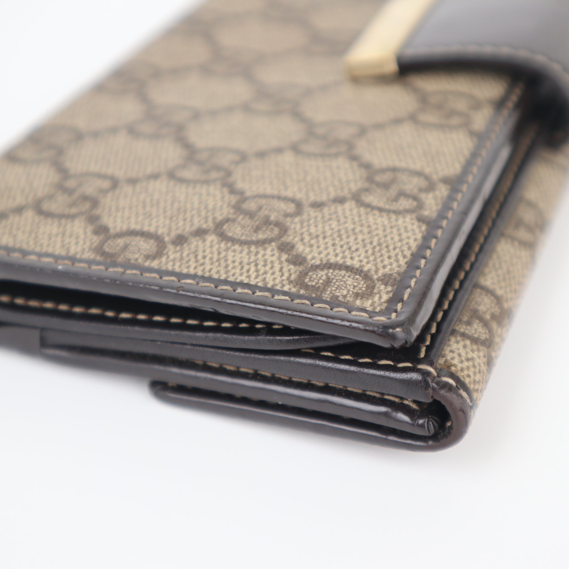 C2337 Gucci Wallet Beige/Ebony GG Coated Canvas Continental Long Wallet | Pre-Owned Very Good Beige / Brown GG Monogram Canvas