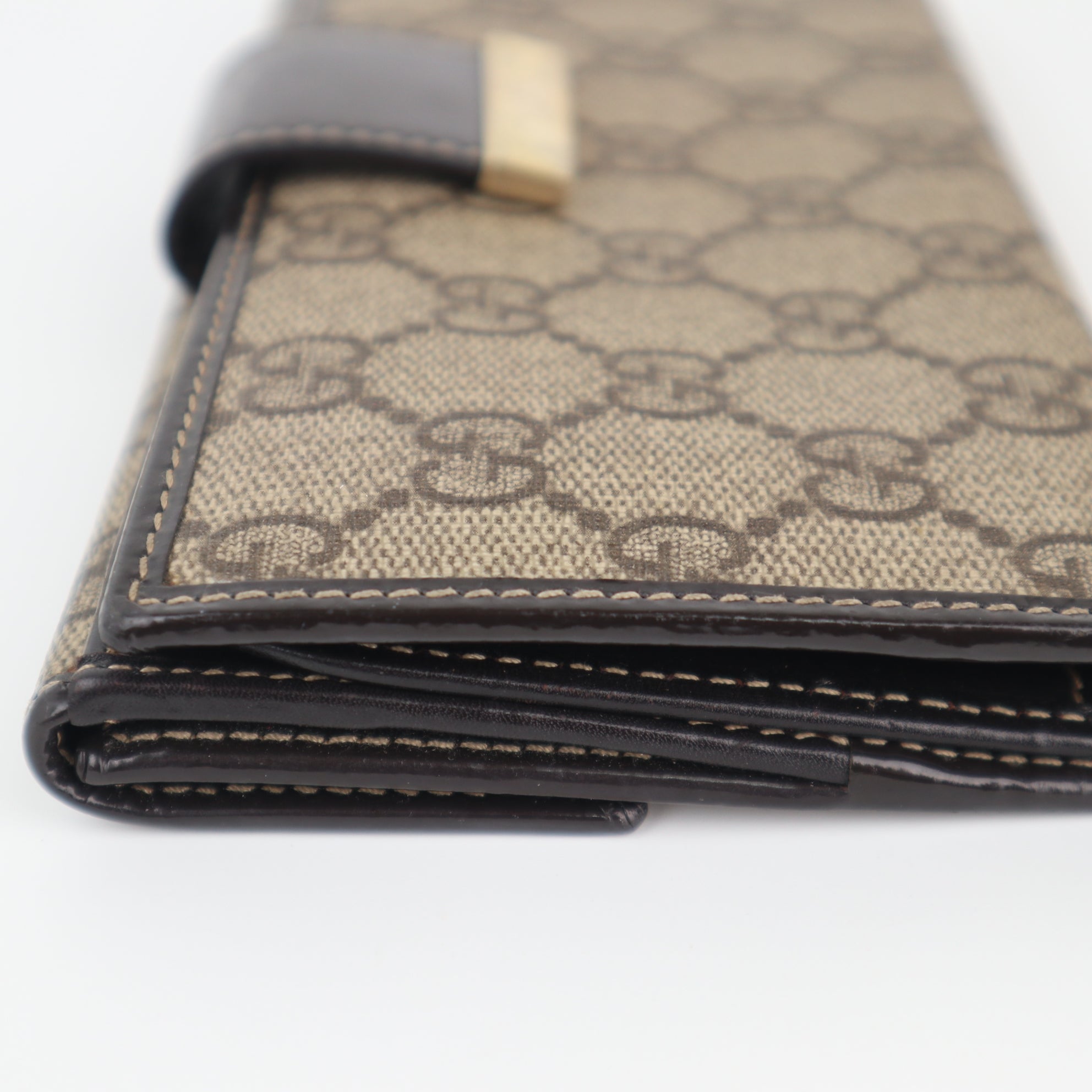 C2337 Gucci Wallet Beige/Ebony GG Coated Canvas Continental Long Wallet | Pre-Owned Very Good Beige / Brown GG Monogram Canvas