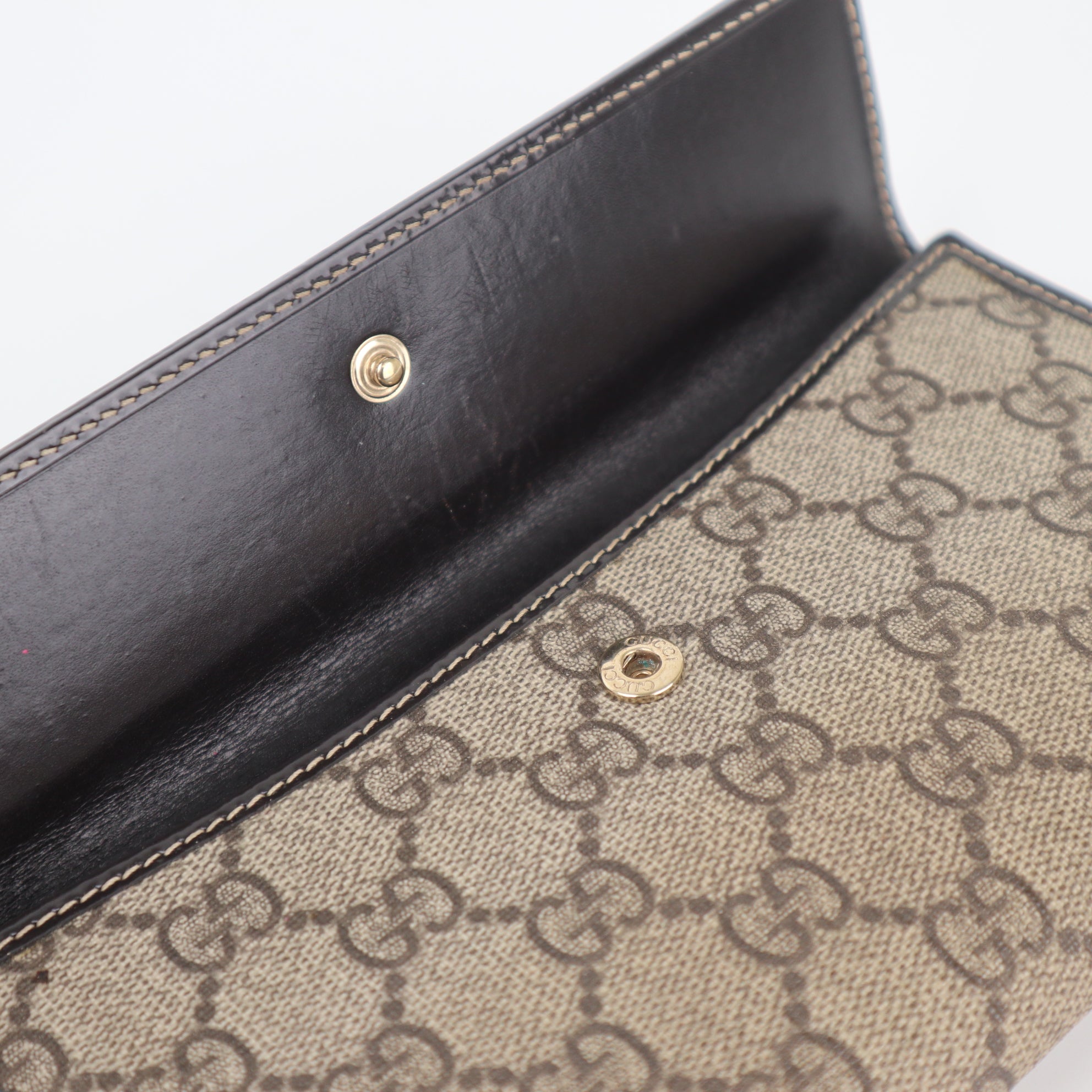 C2337 Gucci Wallet Beige/Ebony GG Coated Canvas Continental Long Wallet | Pre-Owned Very Good Beige / Brown GG Monogram Canvas