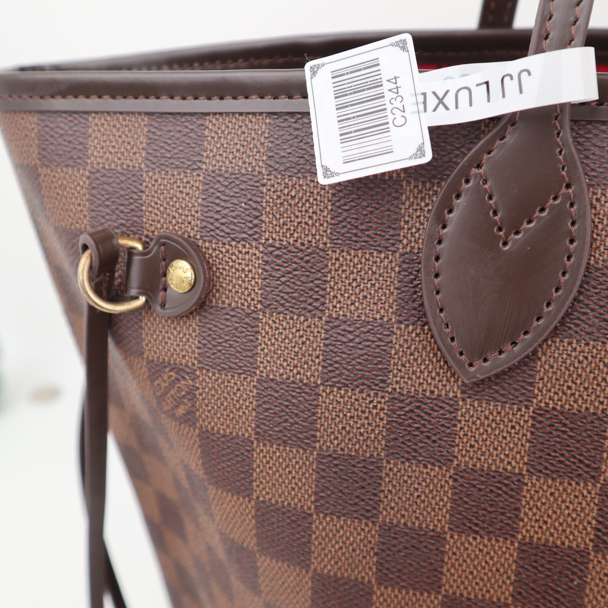 C2344R Louis Vuitton Shoulder Bag Damier Ebene Neverfull MM | Pre-Owned Excellent Brown Damier Ebene Canvas