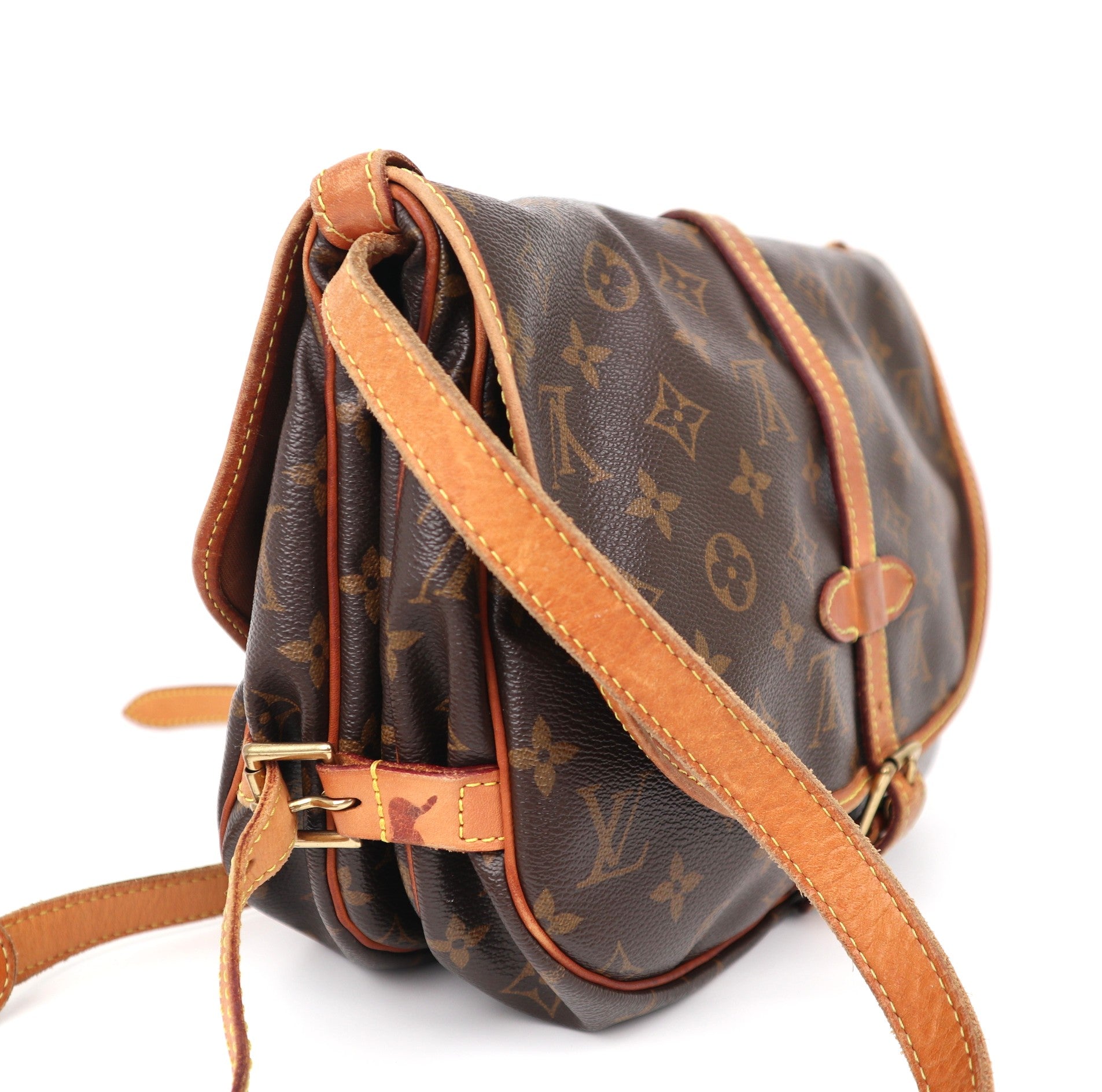 C2060 Louis Vuitton Monogram Saumur 30 Shoulder Bag Brown-Pre Owned