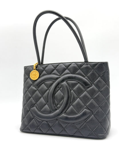 Chanel Médaillon Leather Tote Black Leather
