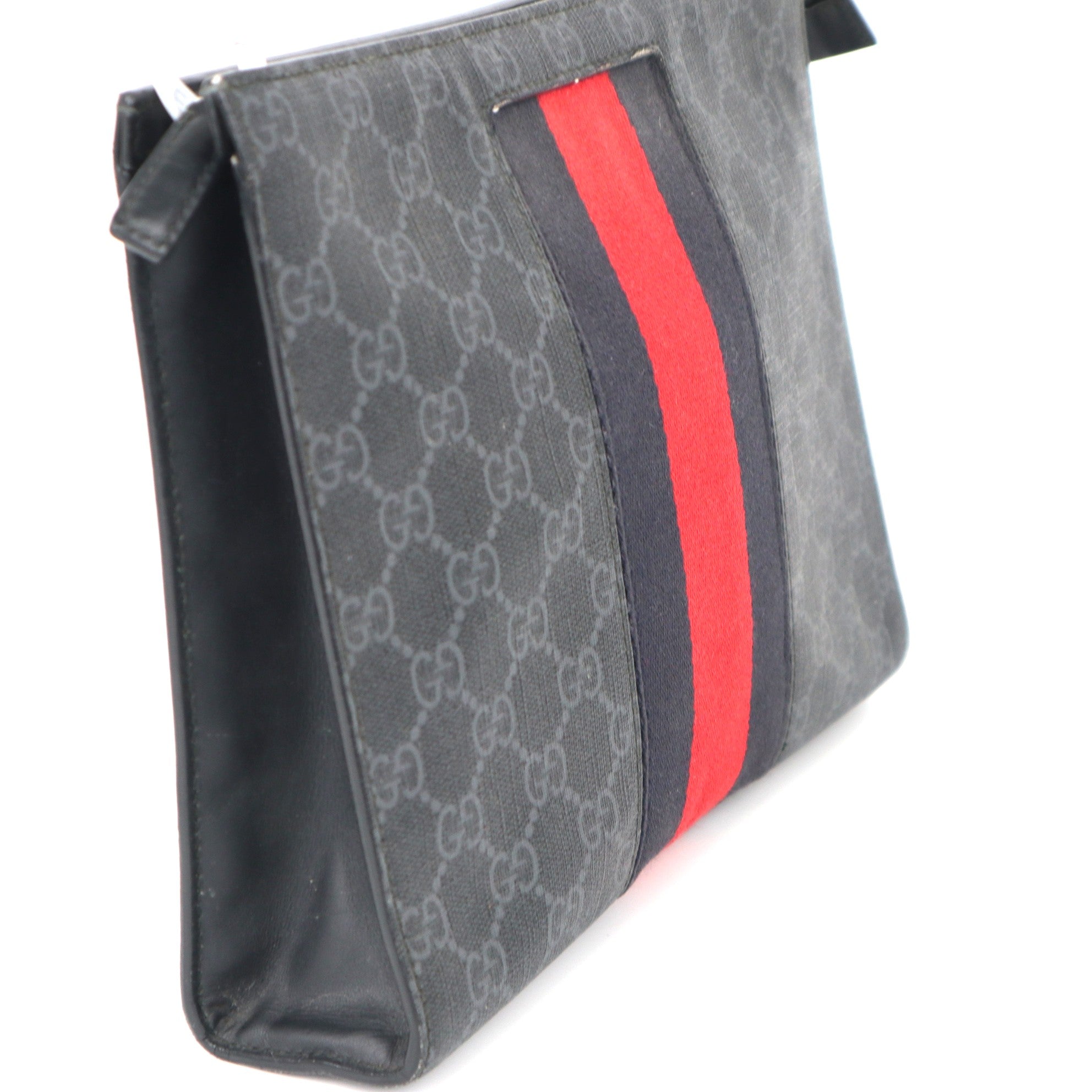 C2066 Gucci Black GG Supreme Web Clutch-Pre Owned