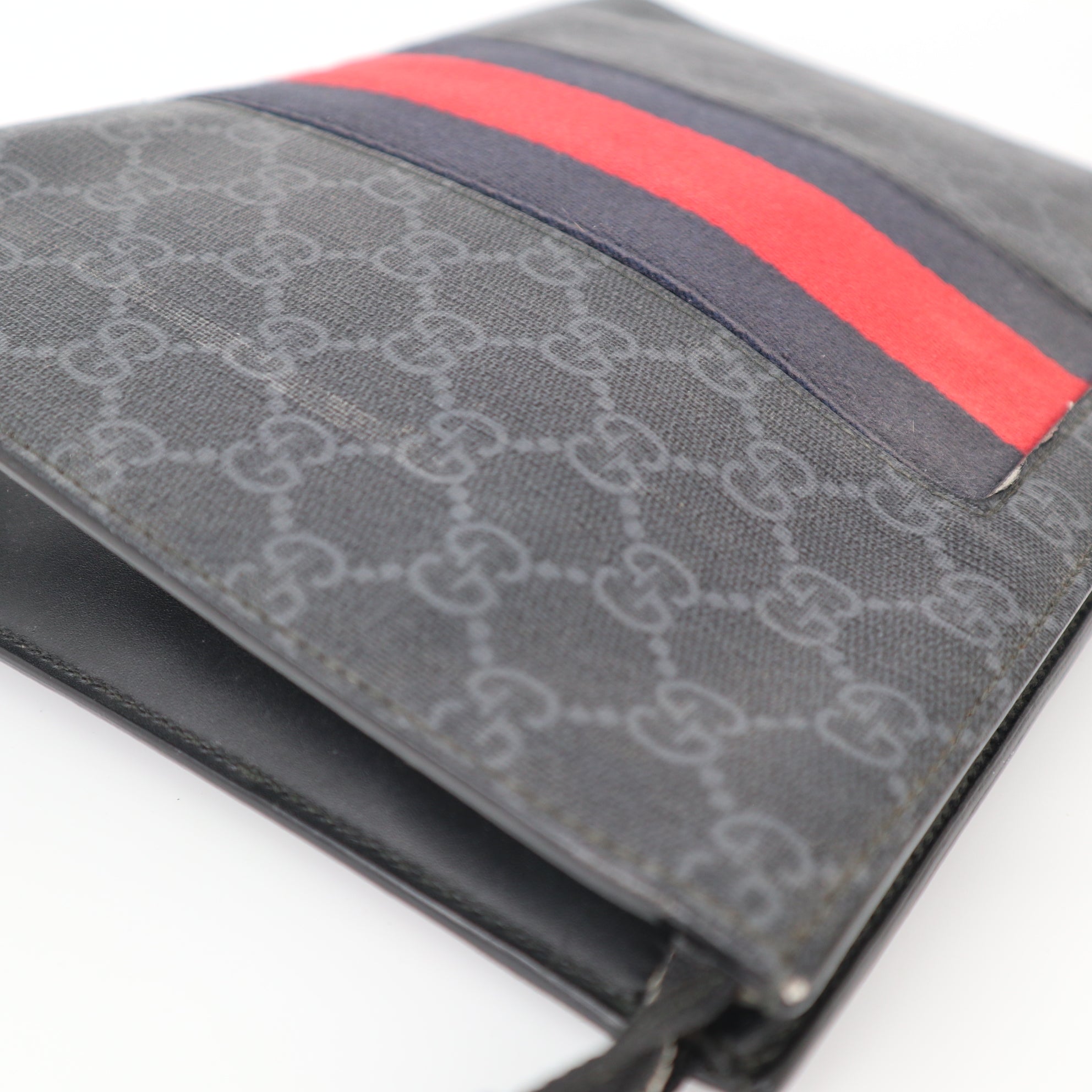 C2066 Gucci Black GG Supreme Web Clutch-Pre Owned