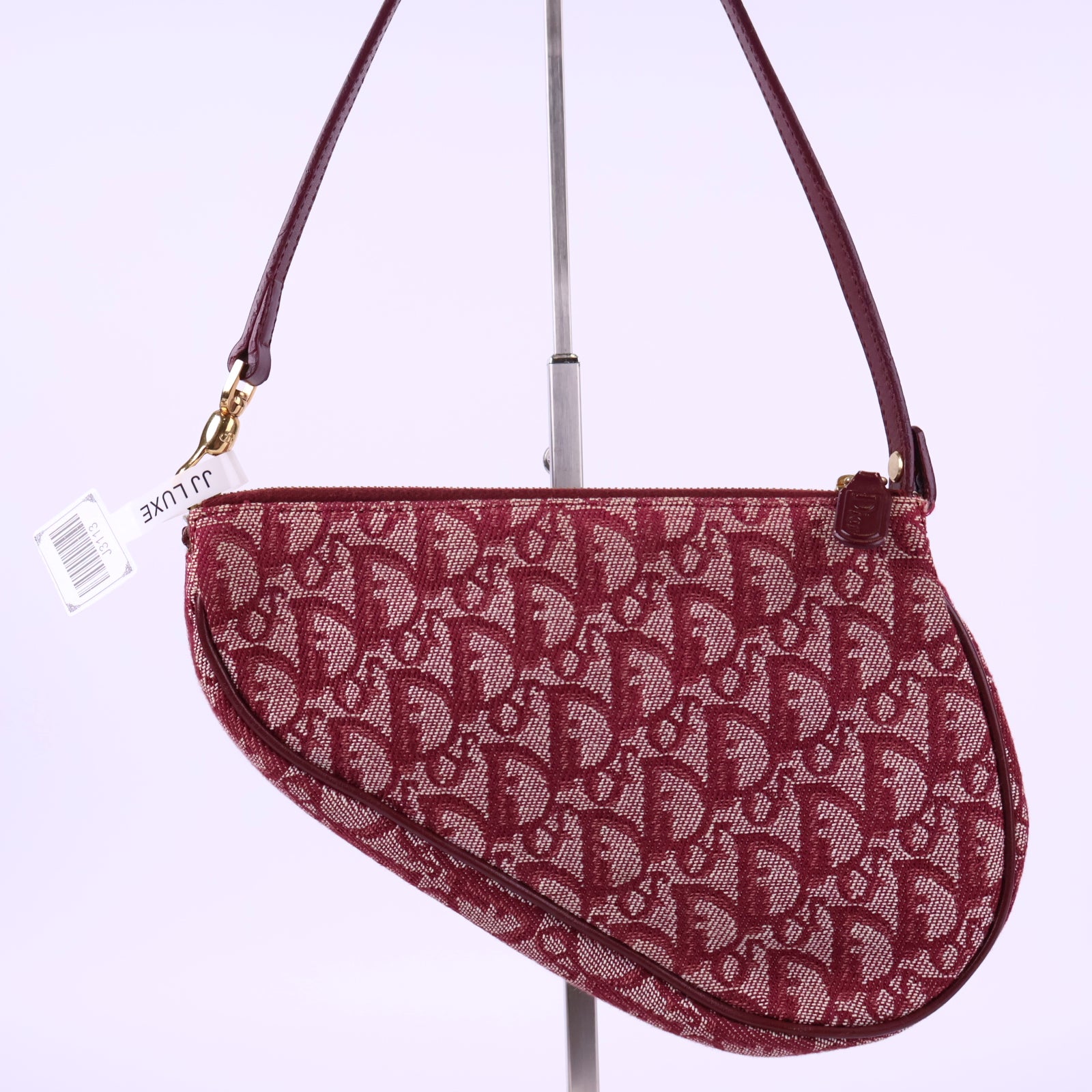 Dior Burgundy Monogram Cloth Saddle Handbag Shoulder Bag J3113 | Pre-Owned Like New Burgundy Monogram Canvas