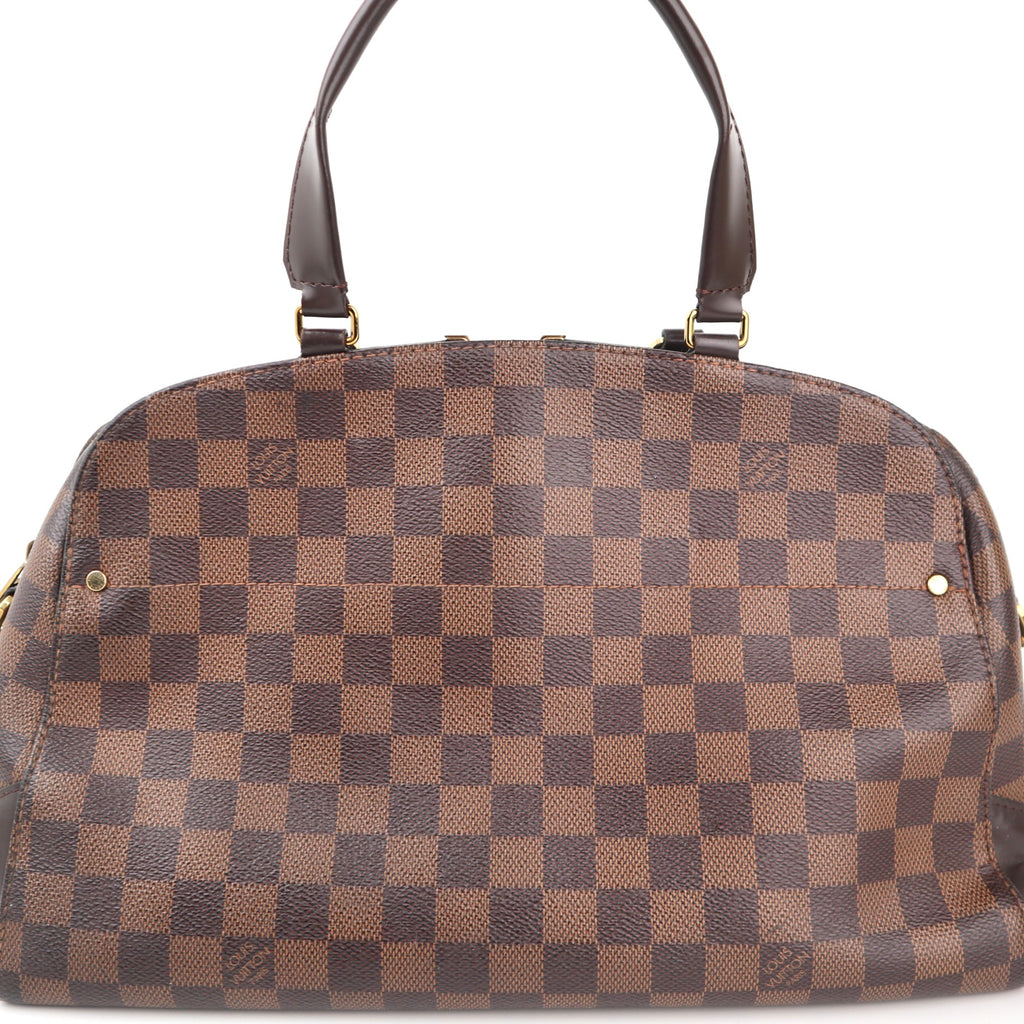 C2368 Louis Vuitton Top Handle Bag Damier Ebene Kensington Bowling Bag | Pre-Owned Very Good Brown Canvas Damier Ebene