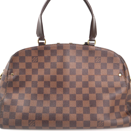 C2368 Louis Vuitton Top Handle Bag Damier Ebene Kensington Bowling Bag | Pre-Owned Very Good Brown Canvas Damier Ebene