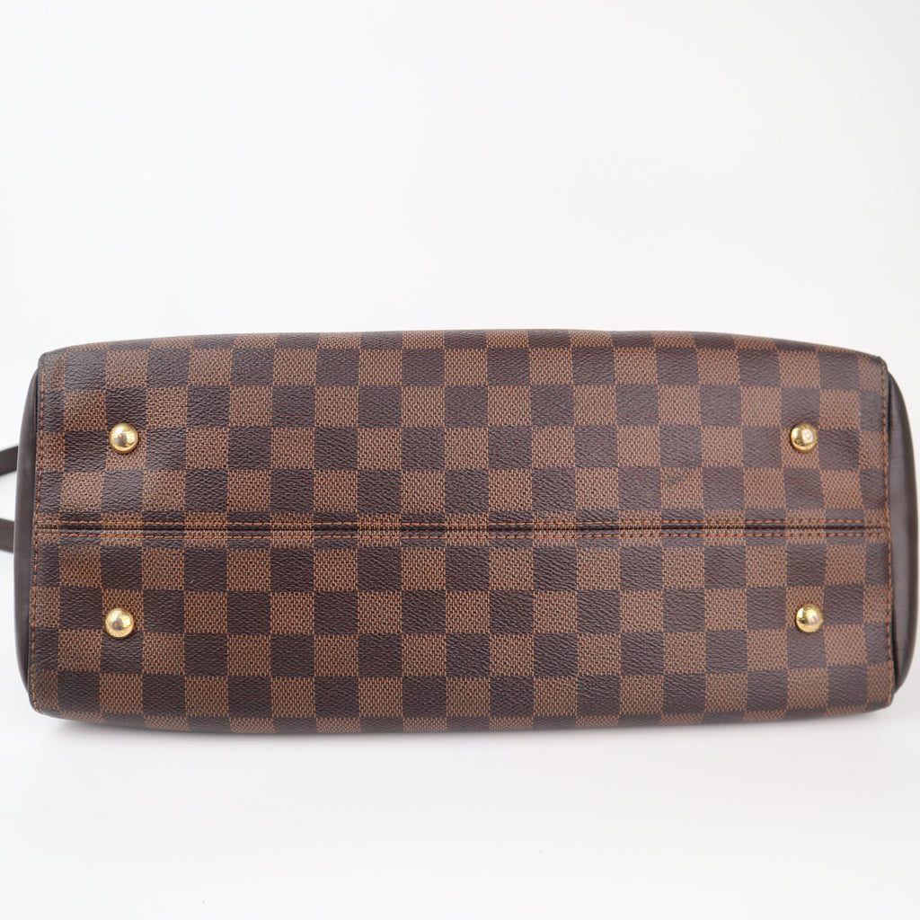 C2368 Louis Vuitton Top Handle Bag Damier Ebene Kensington Bowling Bag | Pre-Owned Very Good Brown Canvas Damier Ebene
