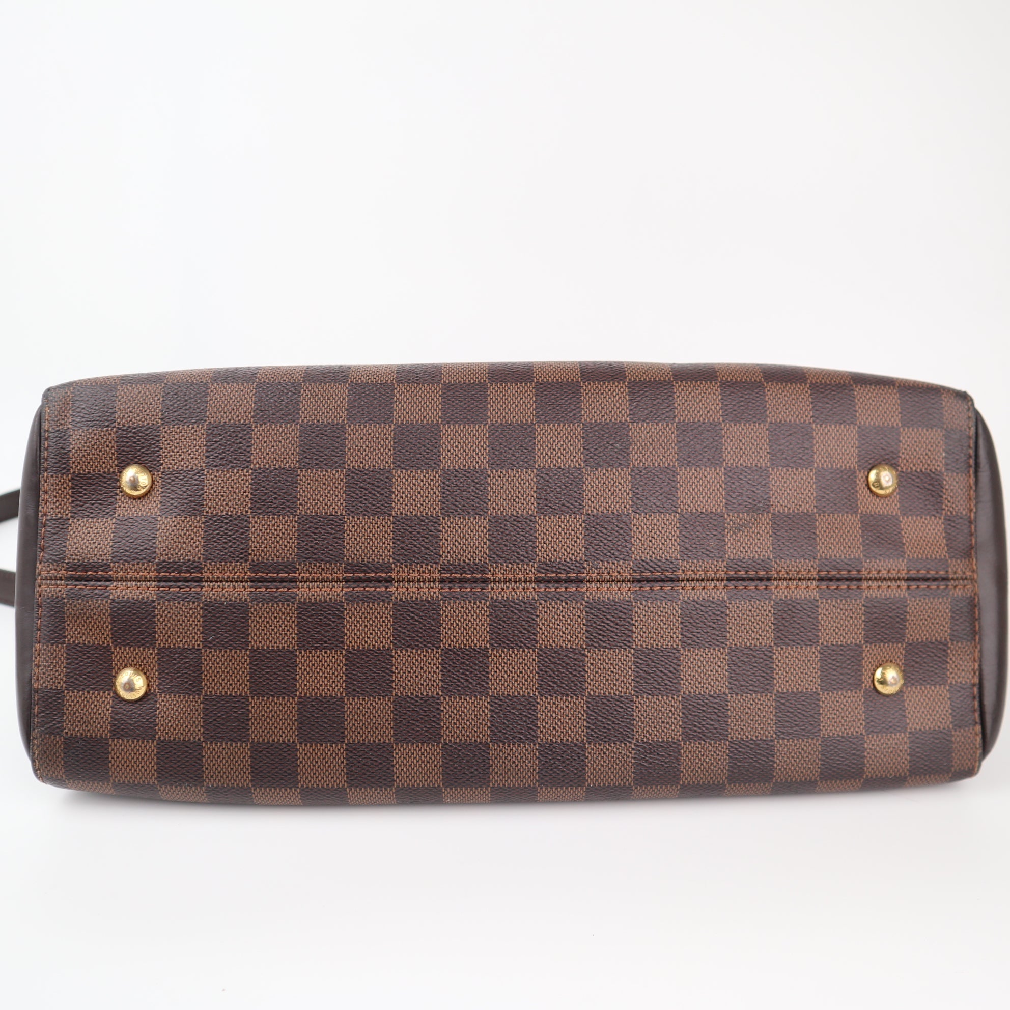 C2368 Louis Vuitton Top Handle Bag Damier Ebene Kensington Bowling Bag | Pre-Owned Very Good Brown Canvas Damier Ebene