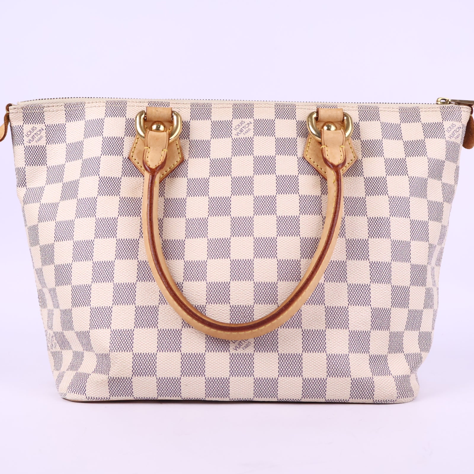 Louis Vuitton Damier Azur Saleya PM Top Handle Bag J3105 | Pre-Owned Like New Brown Damier Azur Canvas