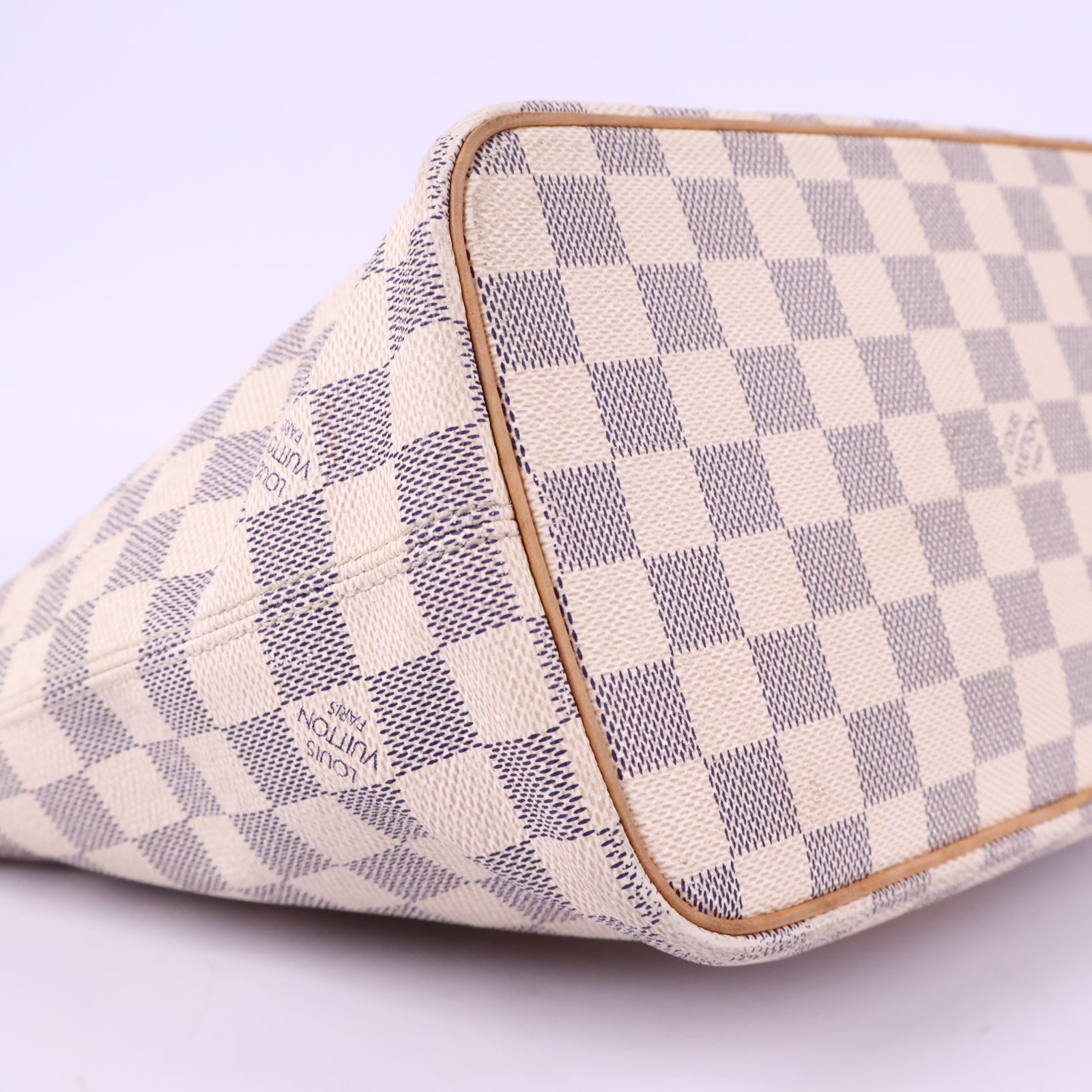 Louis Vuitton Damier Azur Saleya PM Top Handle Bag J3105 | Pre-Owned Like New Brown Damier Azur Canvas