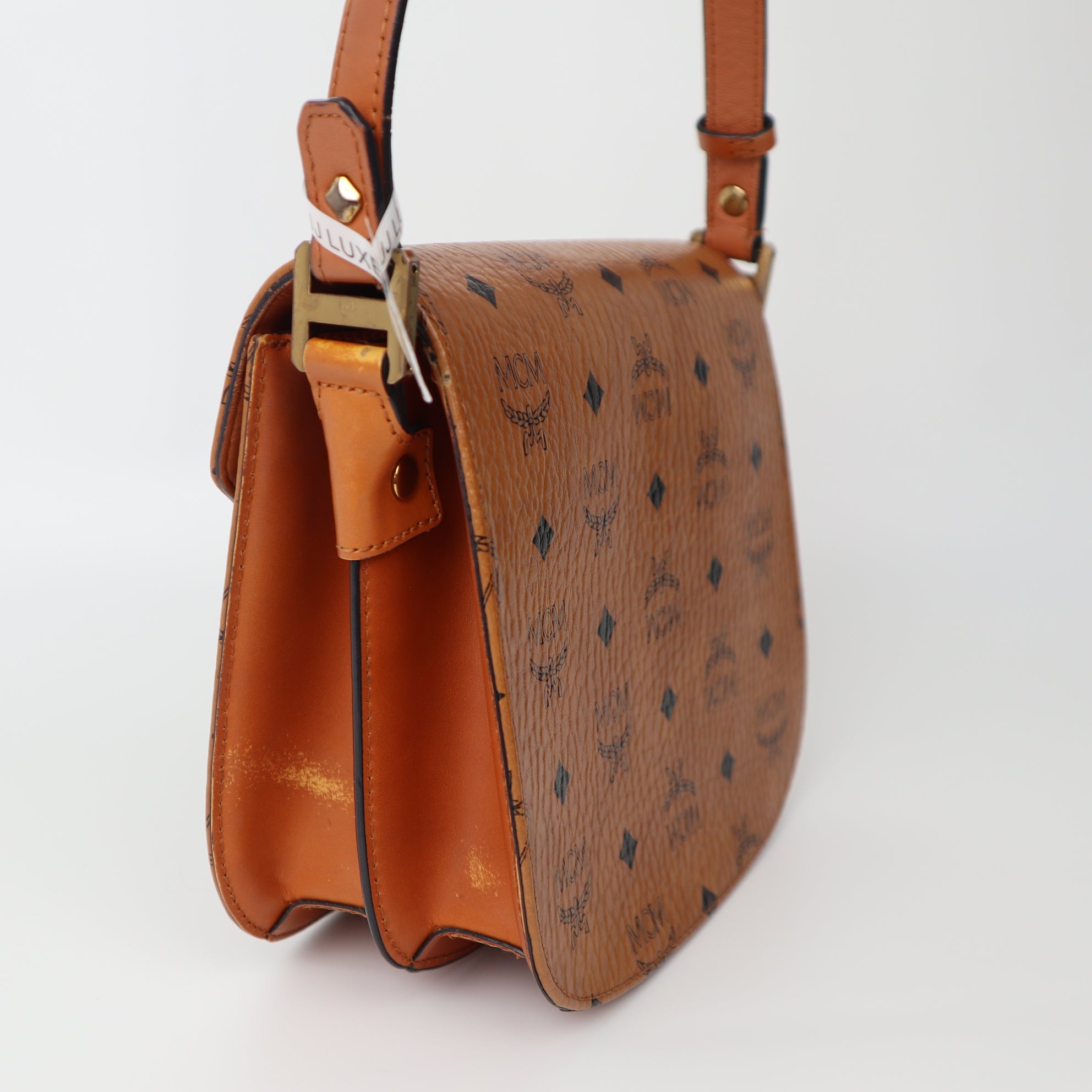 C2016 MCM Visetos Patricia Crossbody Bag Cognac- Pre Owned
