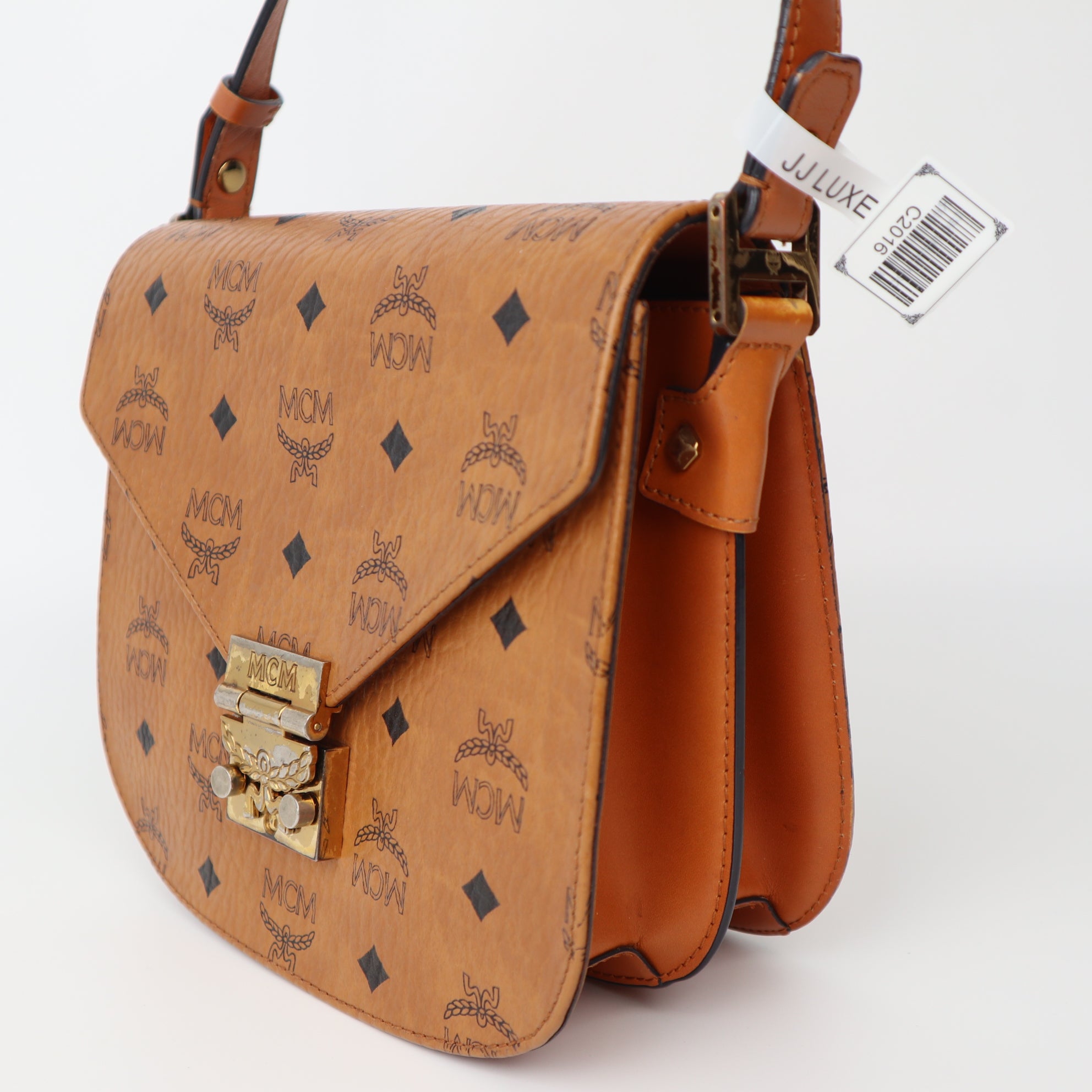 C2016 MCM Visetos Patricia Crossbody Bag Cognac- Pre Owned