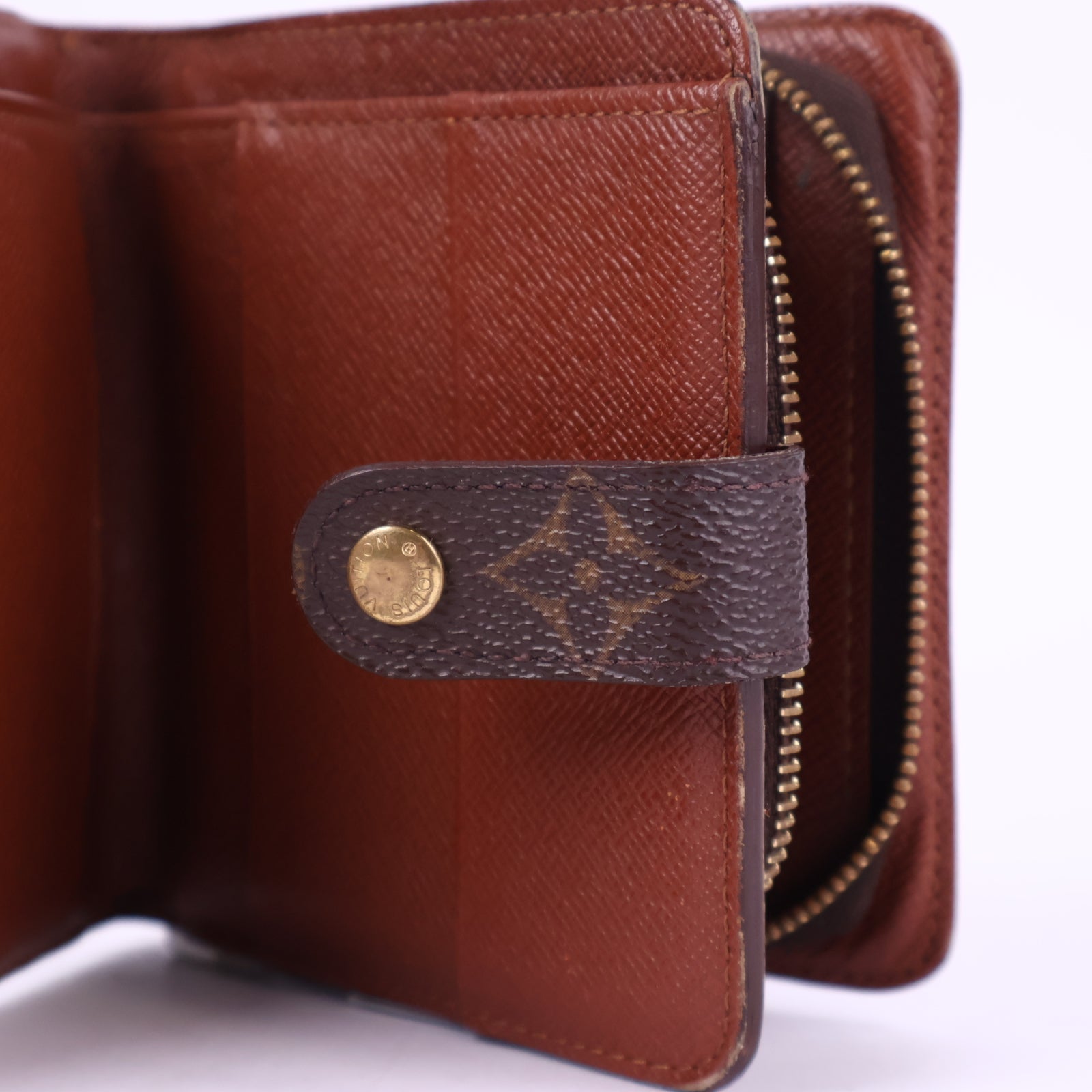 Louis Vuitton Monogram Canvas Zip Compact Wallet Wallet J3100 | Pre-Owned Like New Brown Monogram Canvas