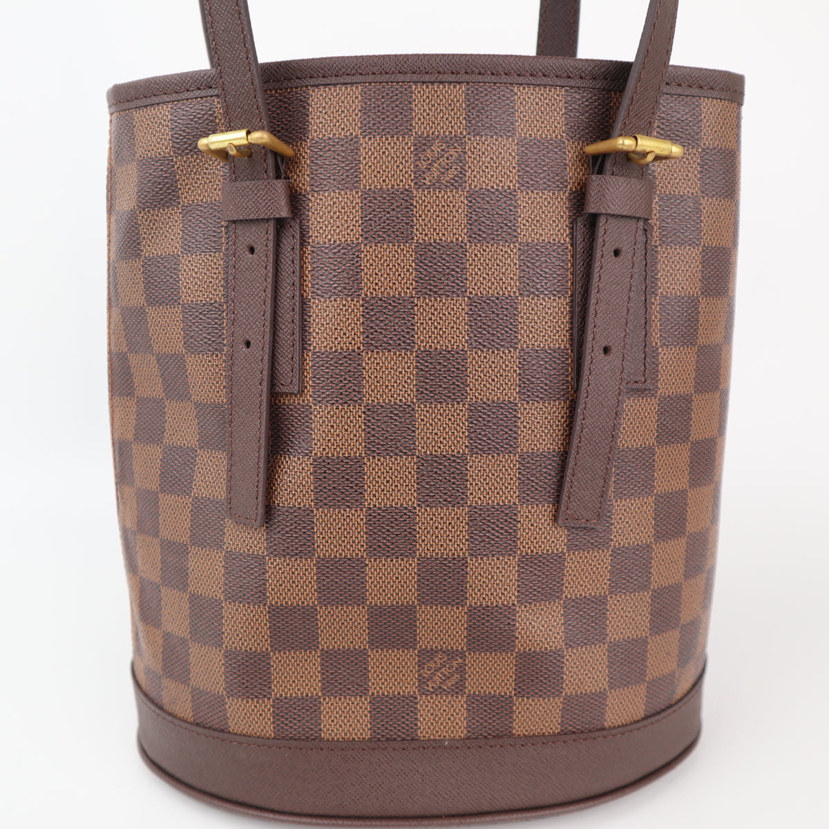 C2377R Louis Vuitton Bucket Bag Damier Ebene Marais Bucket | Pre-Owned Very Good Brown Canvas Damier Ebene