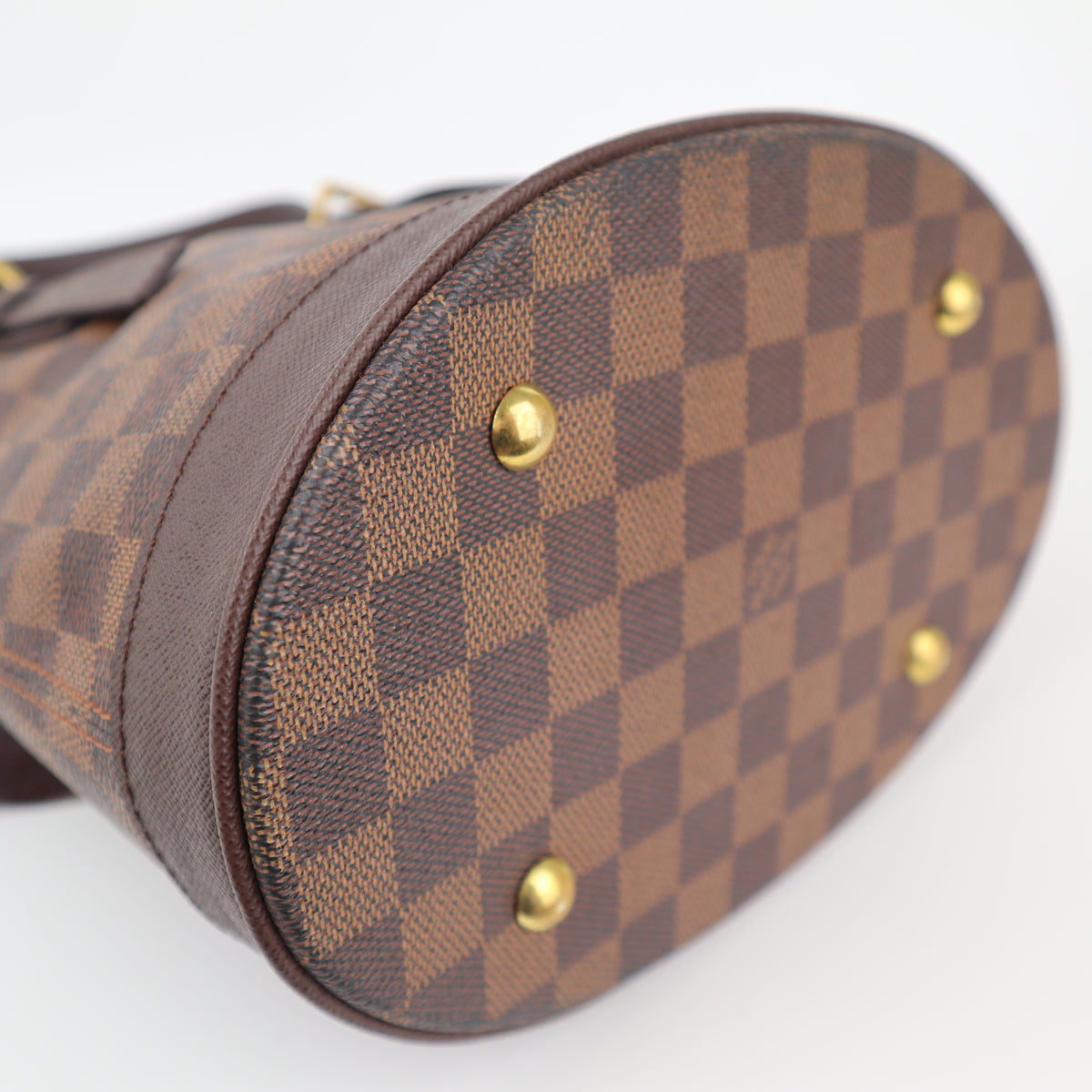 C2377R Louis Vuitton Bucket Bag Damier Ebene Marais Bucket | Pre-Owned Very Good Brown Canvas Damier Ebene