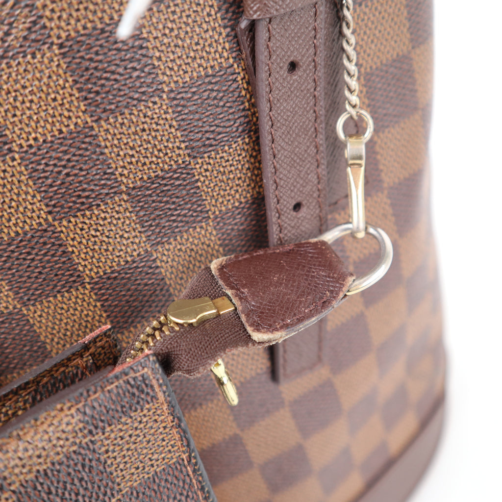 C2377R Louis Vuitton Bucket Bag Damier Ebene Marais Bucket | Pre-Owned Very Good Brown Canvas Damier Ebene