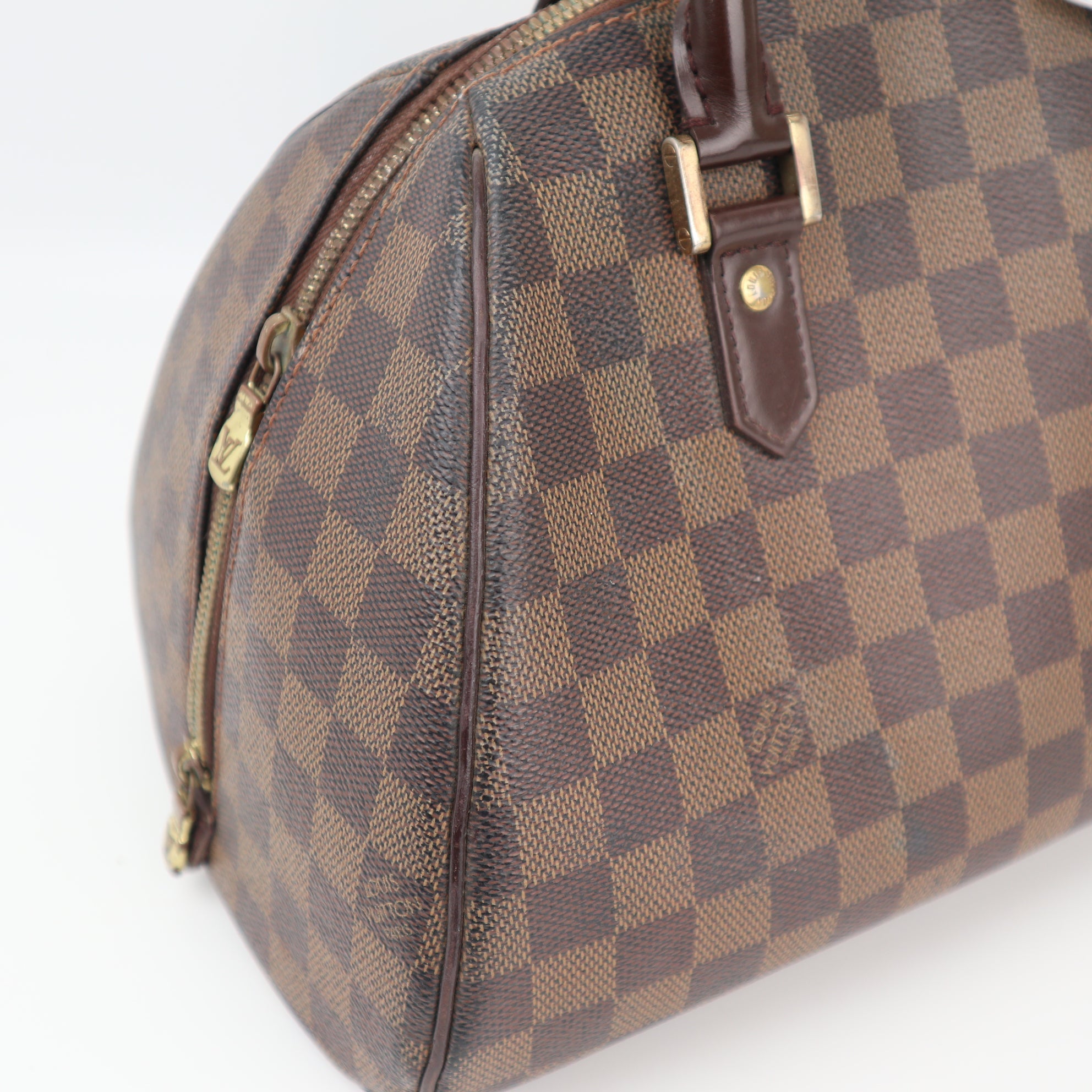 Louis Vuitton Ribera MM Top Handle Bag C1507 | Pre-Owned Good Brown Damier Ebene Canvas