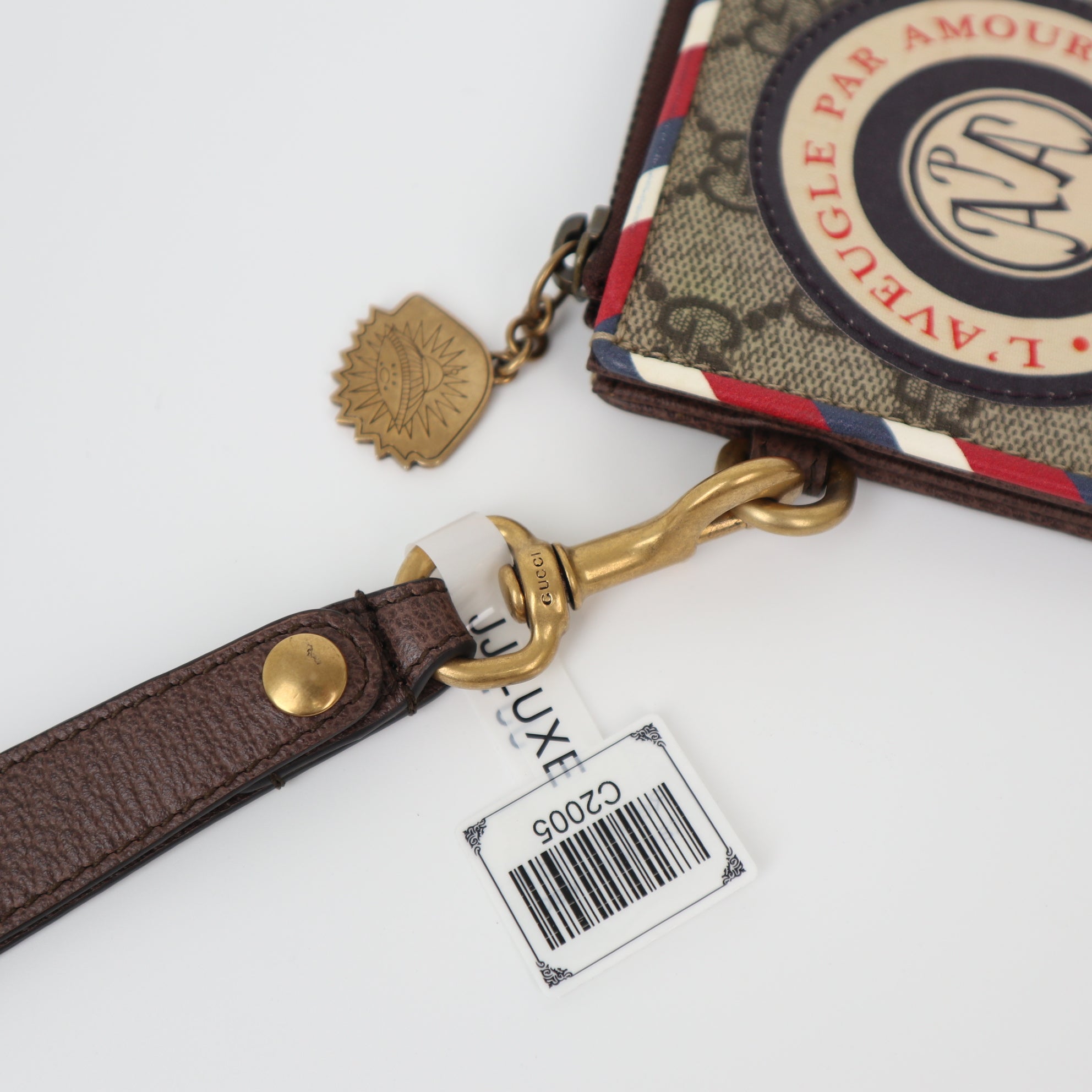C2005 Gucci GG Supreme Monogram Courrier Embroidered UFO Pouch Beige New Acero-Pre Owned