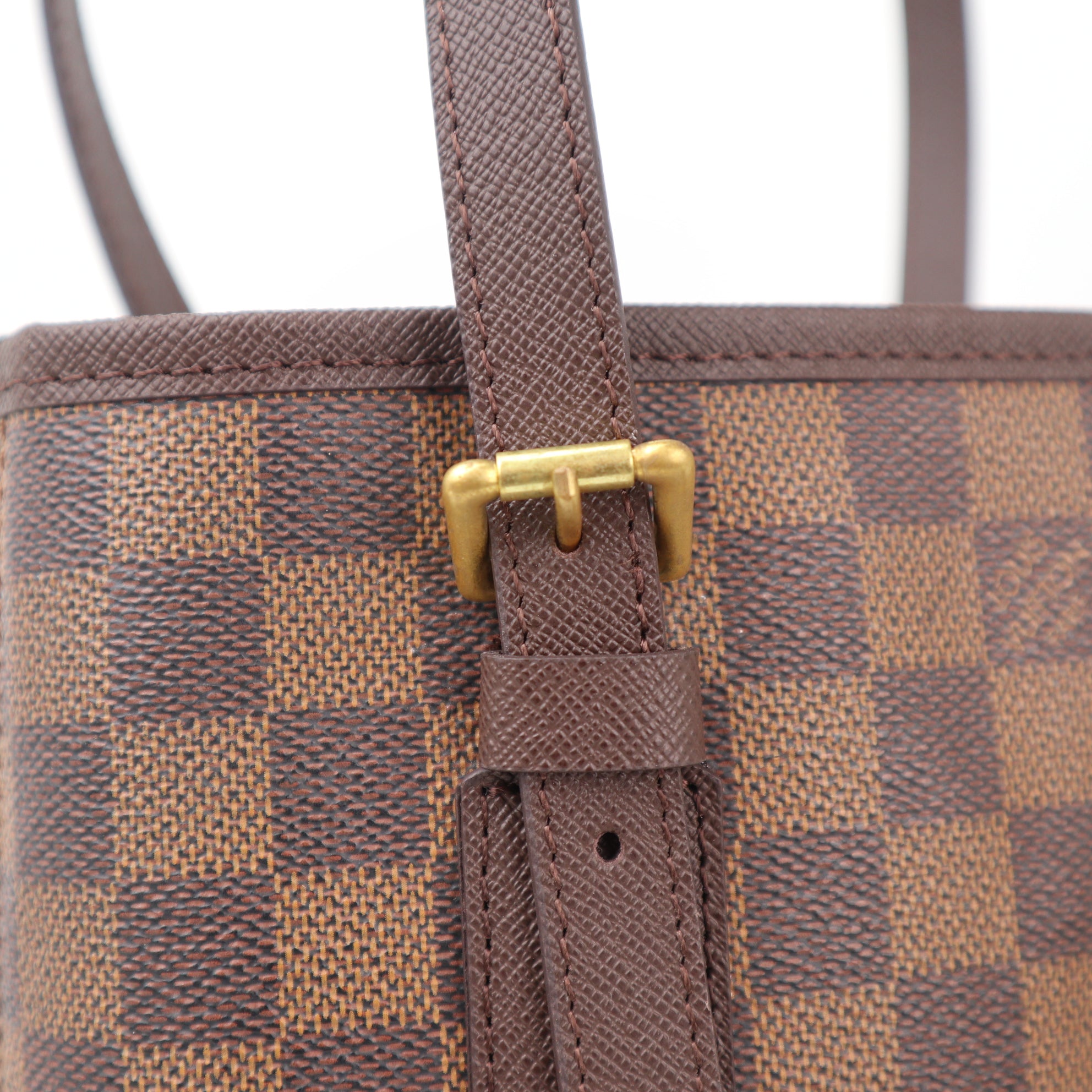 C2377R Louis Vuitton Bucket Bag Damier Ebene Marais Bucket | Pre-Owned Very Good Brown Canvas Damier Ebene