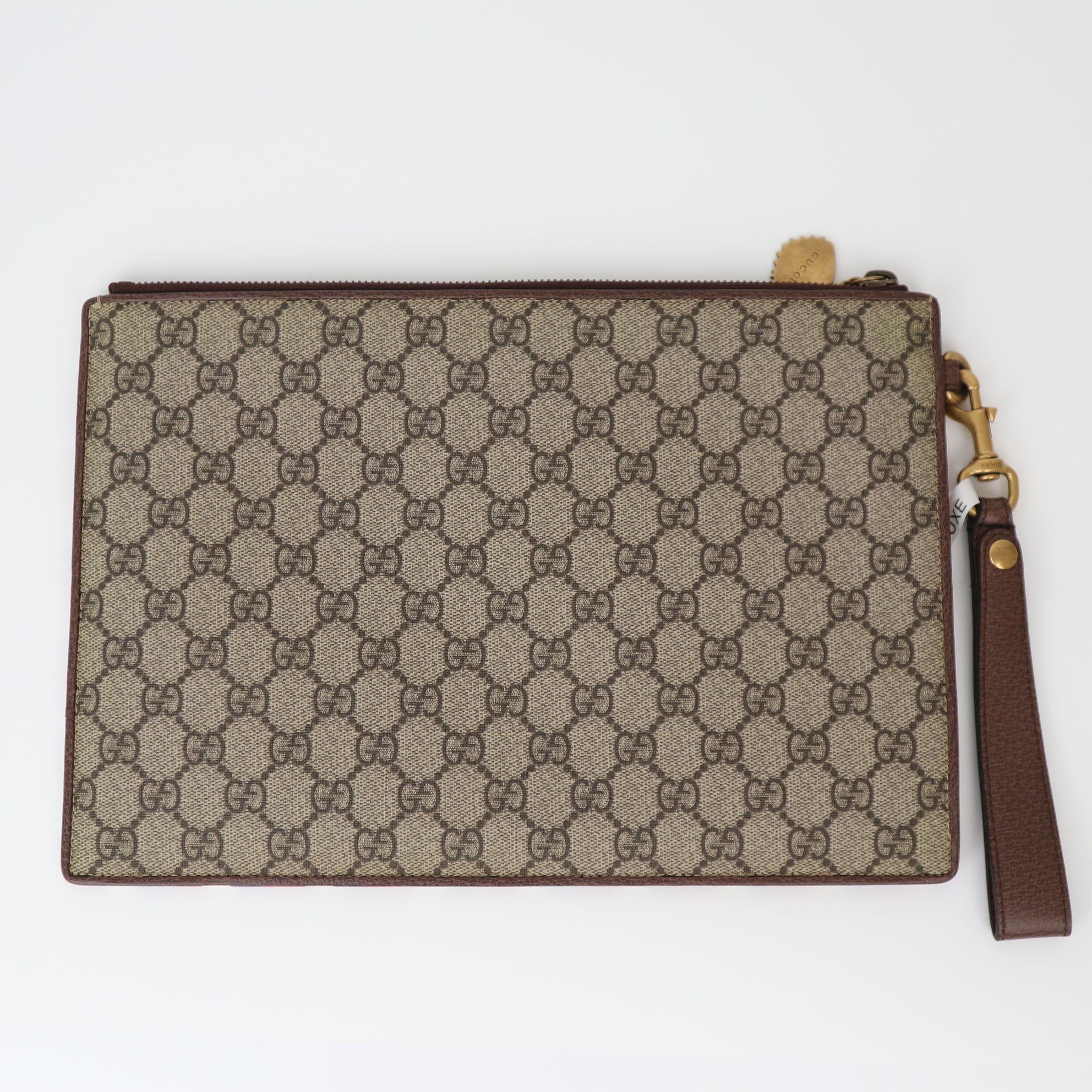 C2005 Gucci GG Supreme Monogram Courrier Embroidered UFO Pouch Beige New Acero-Pre Owned