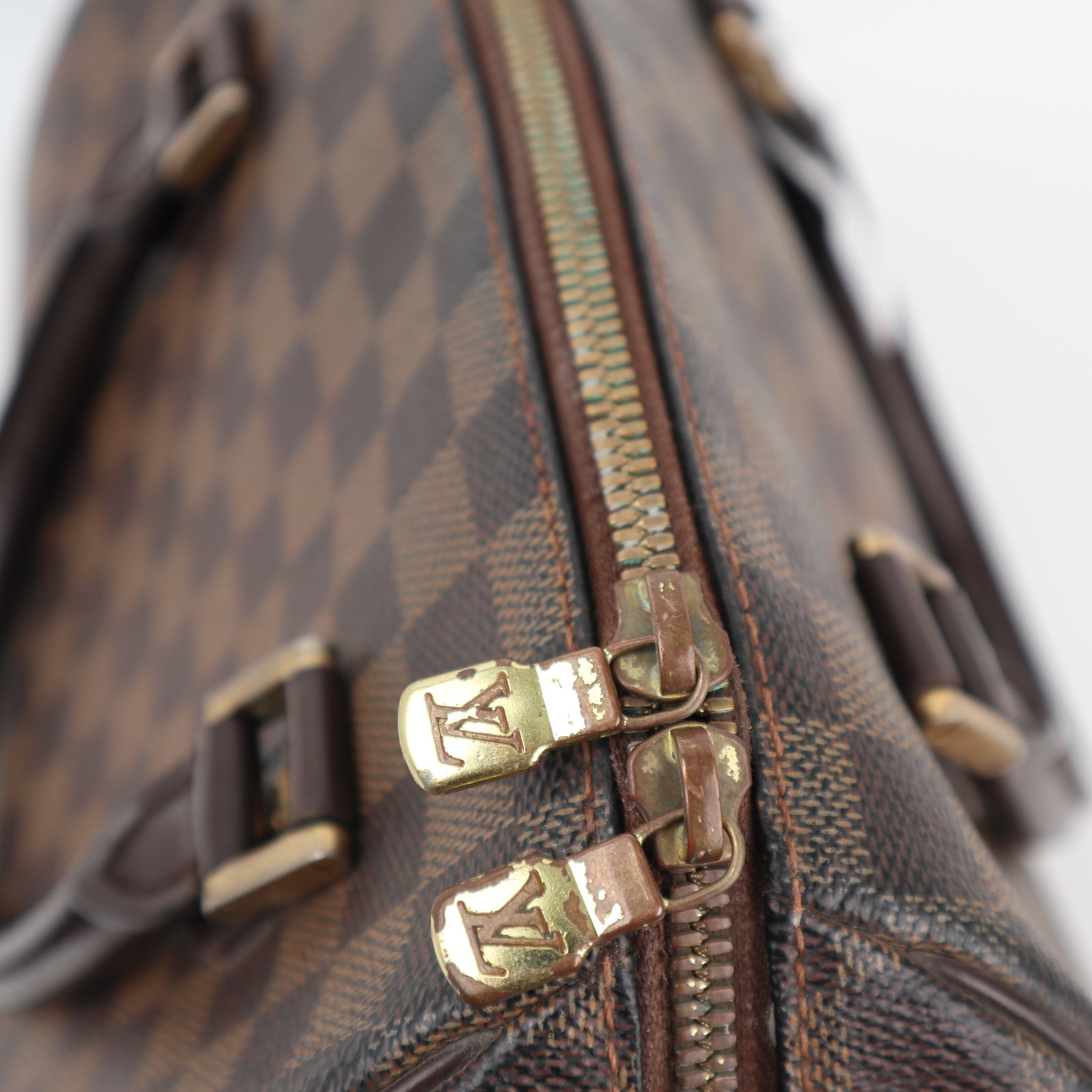 Louis Vuitton Ribera MM Top Handle Bag C1507 | Pre-Owned Good Brown Damier Ebene Canvas