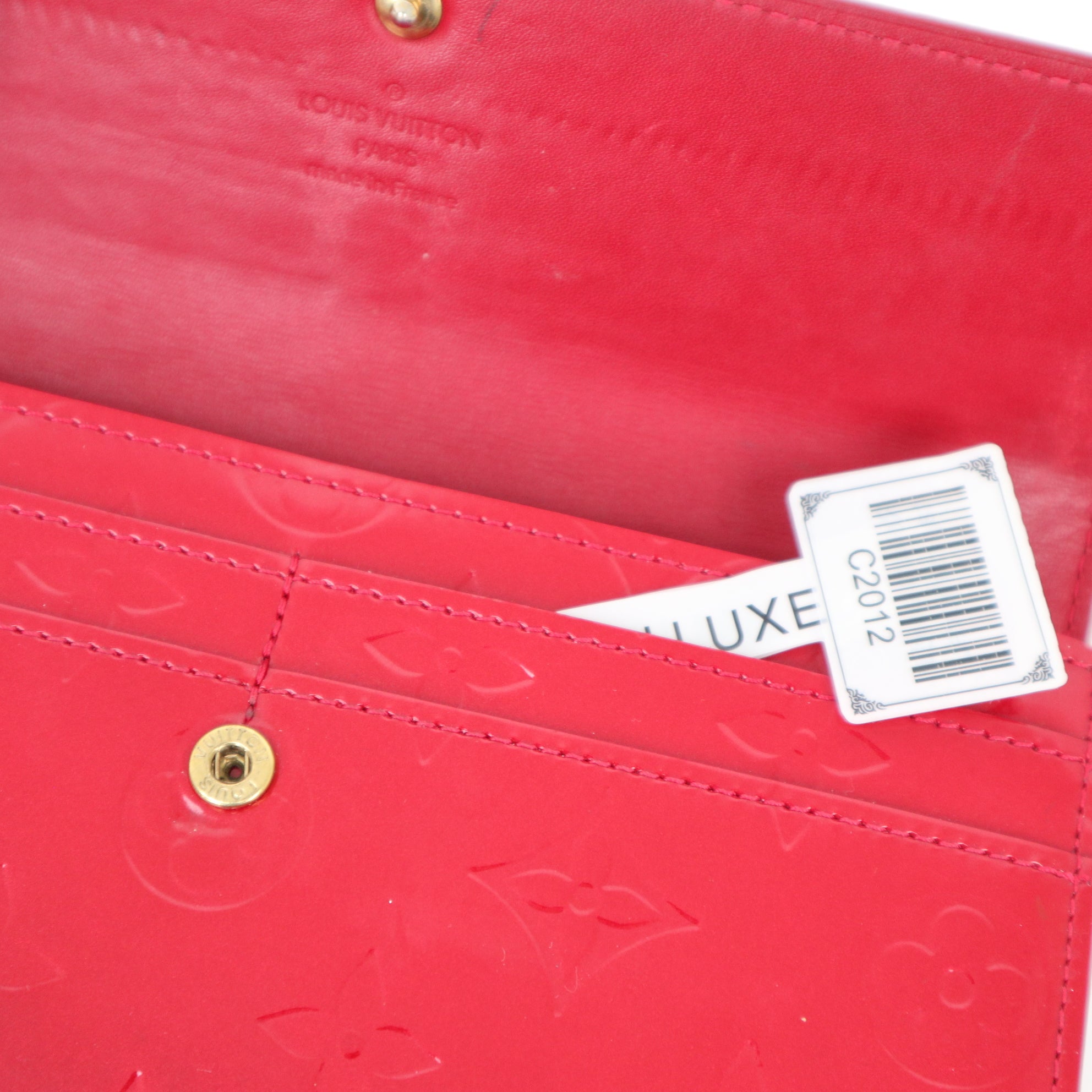 C2012 Louis Vuitton Red Monogram Vernis Patent Leather Sarah Wallet-Pre Owned