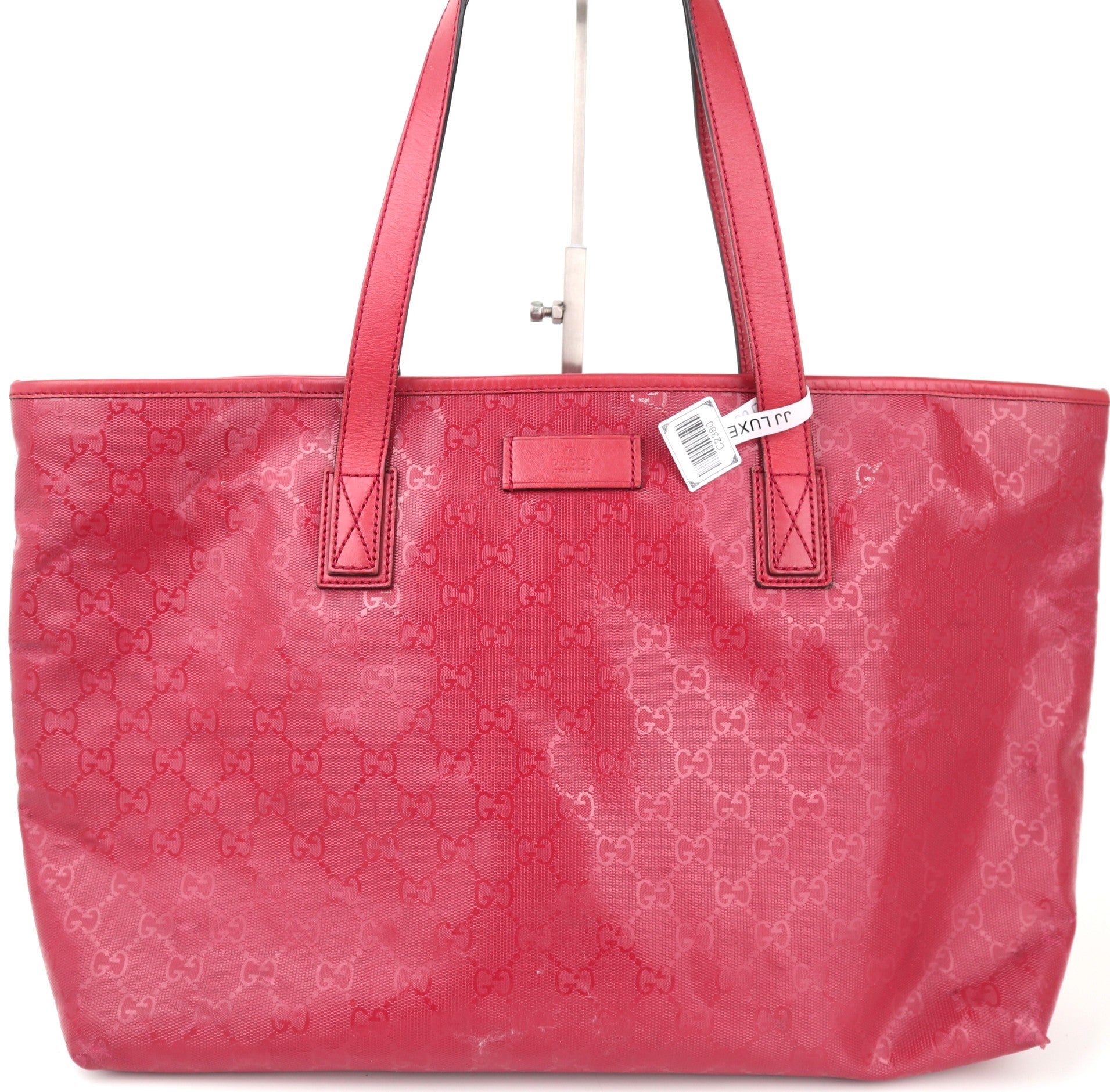 C2380 Gucci Tote Bag GG Imprime Joy Tote Bag Red PVC | Pre-Owned Very Good Red PVC GG